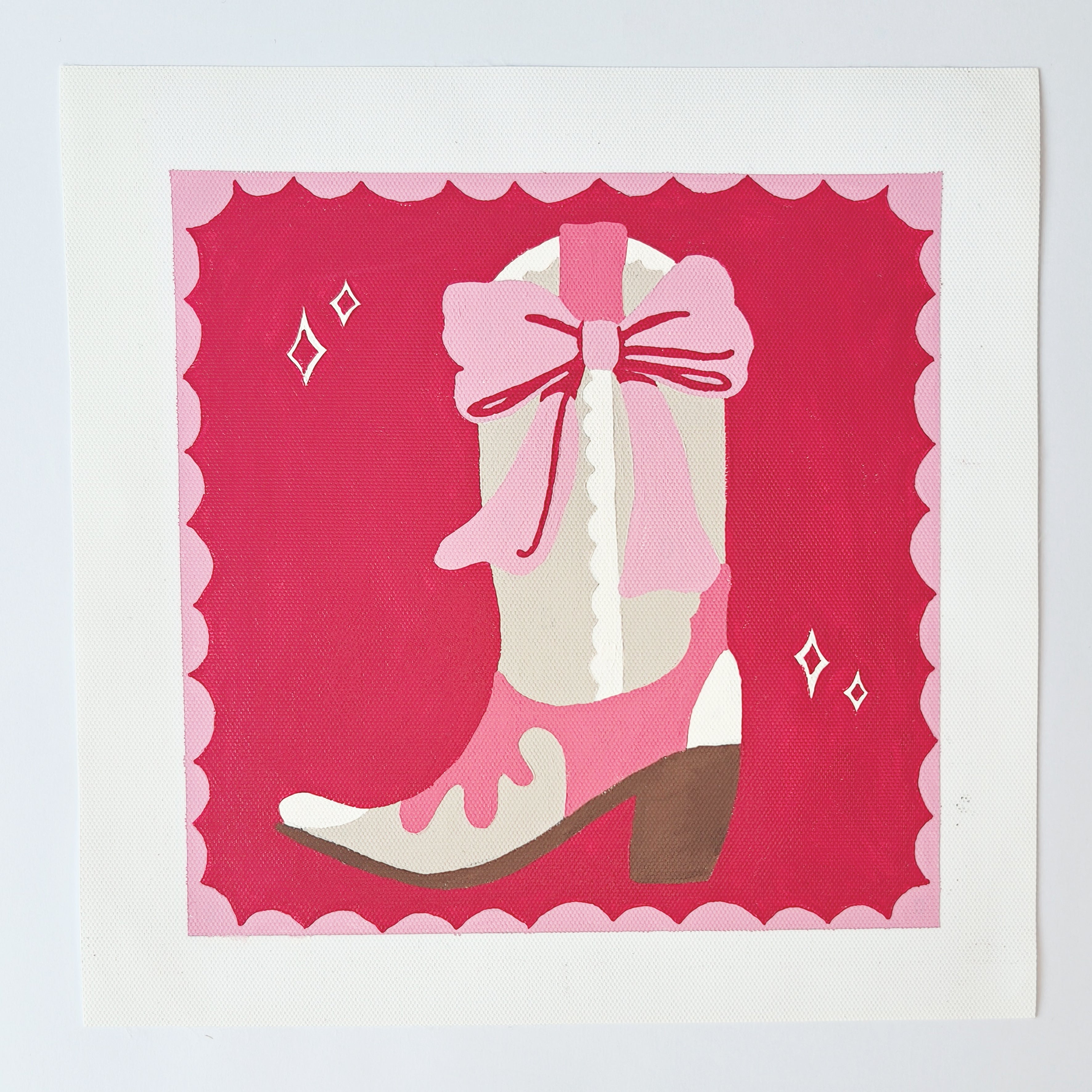 Hot Pink Cowgirl Boot Paint by Number Kit: Adult Craft, Hen Do, Bachelorette Party Activity, Hoe Down, Last Rodeo, Last Disco, Let's Go Girls, Cowboy