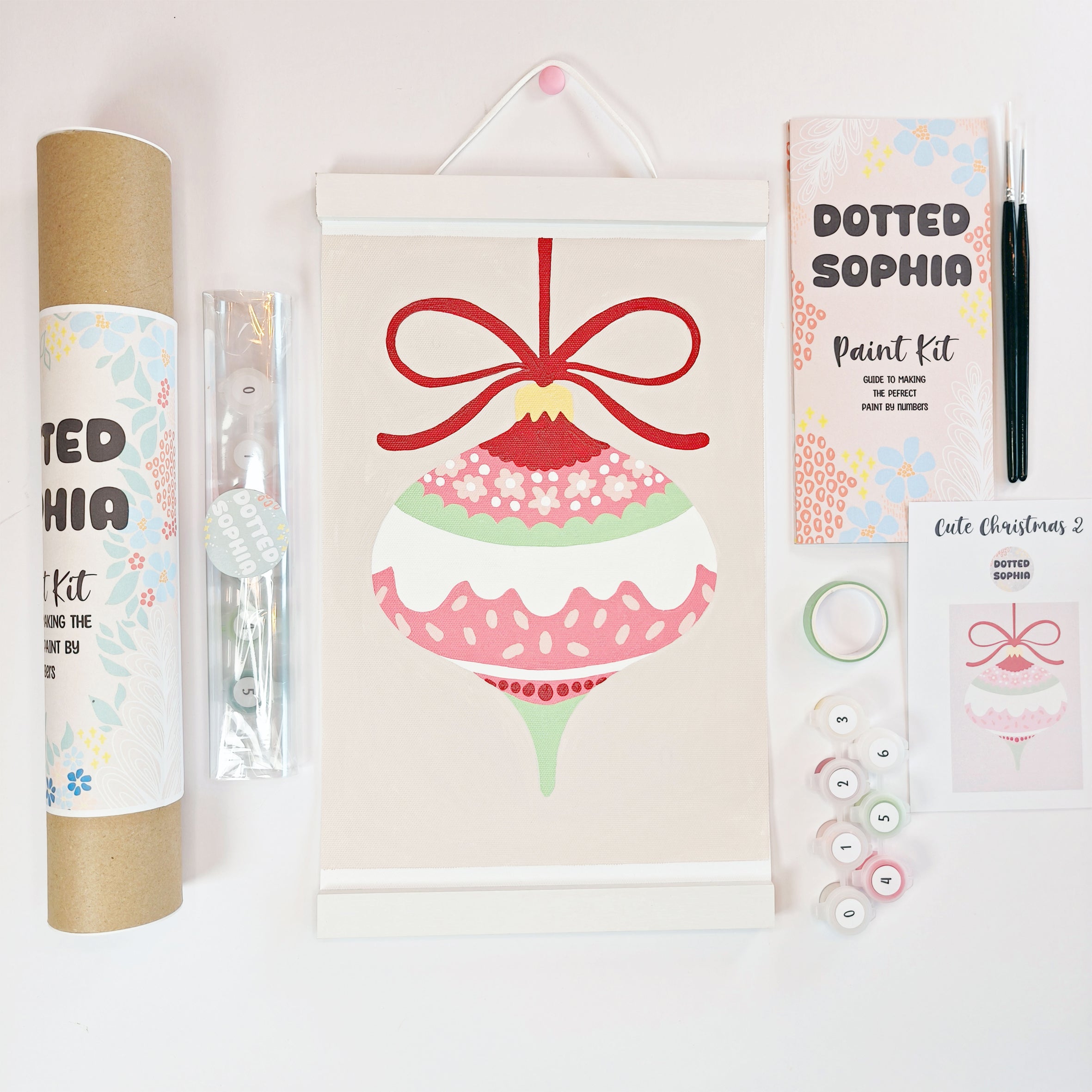 Christmas Sip and Paint by Number Kit - Girls night in party idea - Pink Bauble