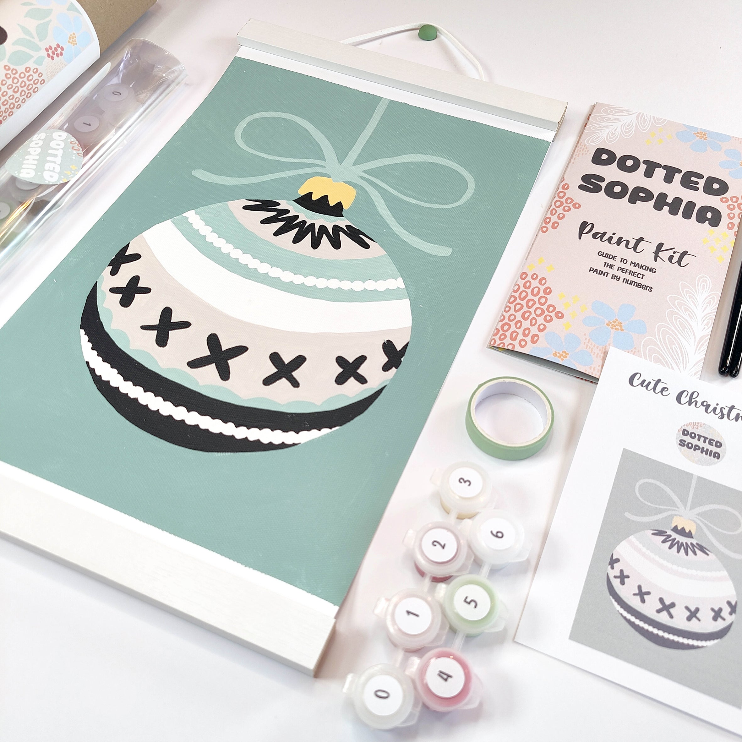 Christmas Sip and Paint by Number Kit - Girls night in party idea - Green Bauble