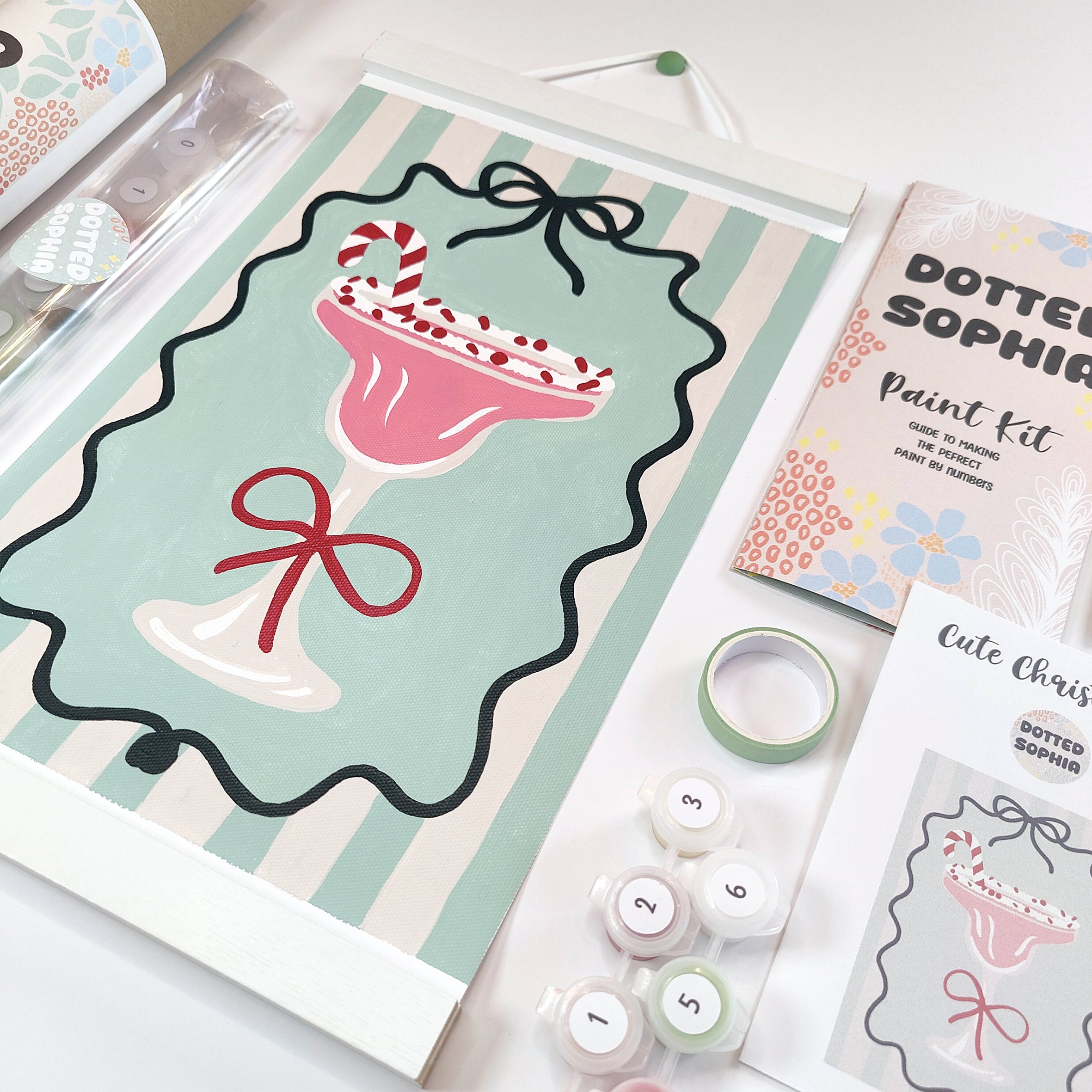Christmas Sip and Paint by Number Kit - Girls night in party idea - Peppermint Cocktail