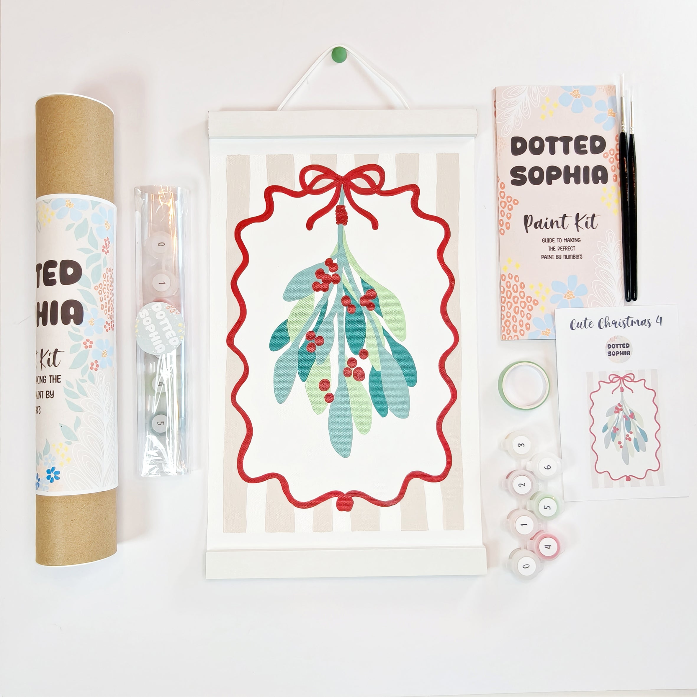 Christmas Sip and Paint by Number Kit - Girls night in party idea - Mistletoe