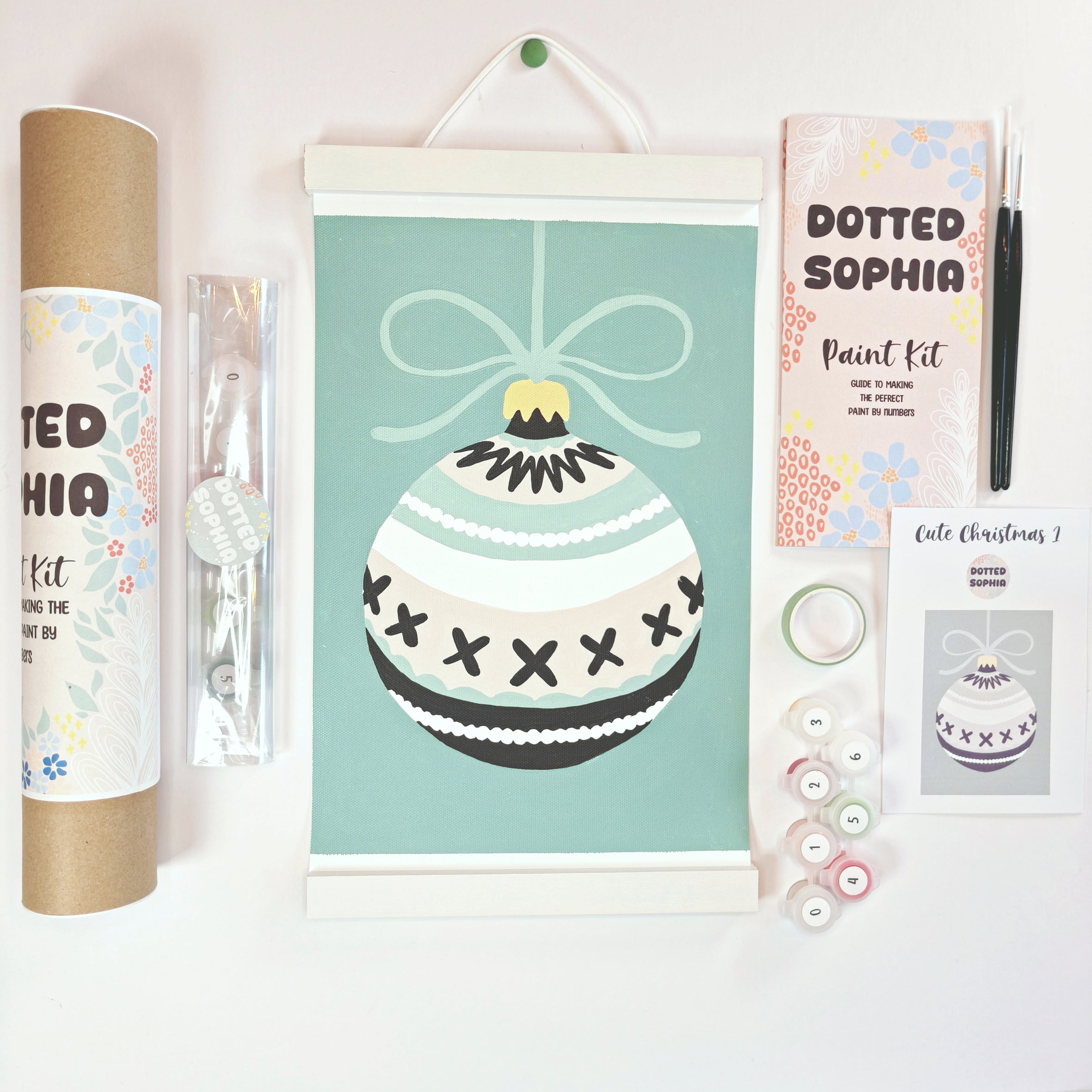 Christmas Sip and Paint by Number Kit - Girls night in party idea - Green Bauble
