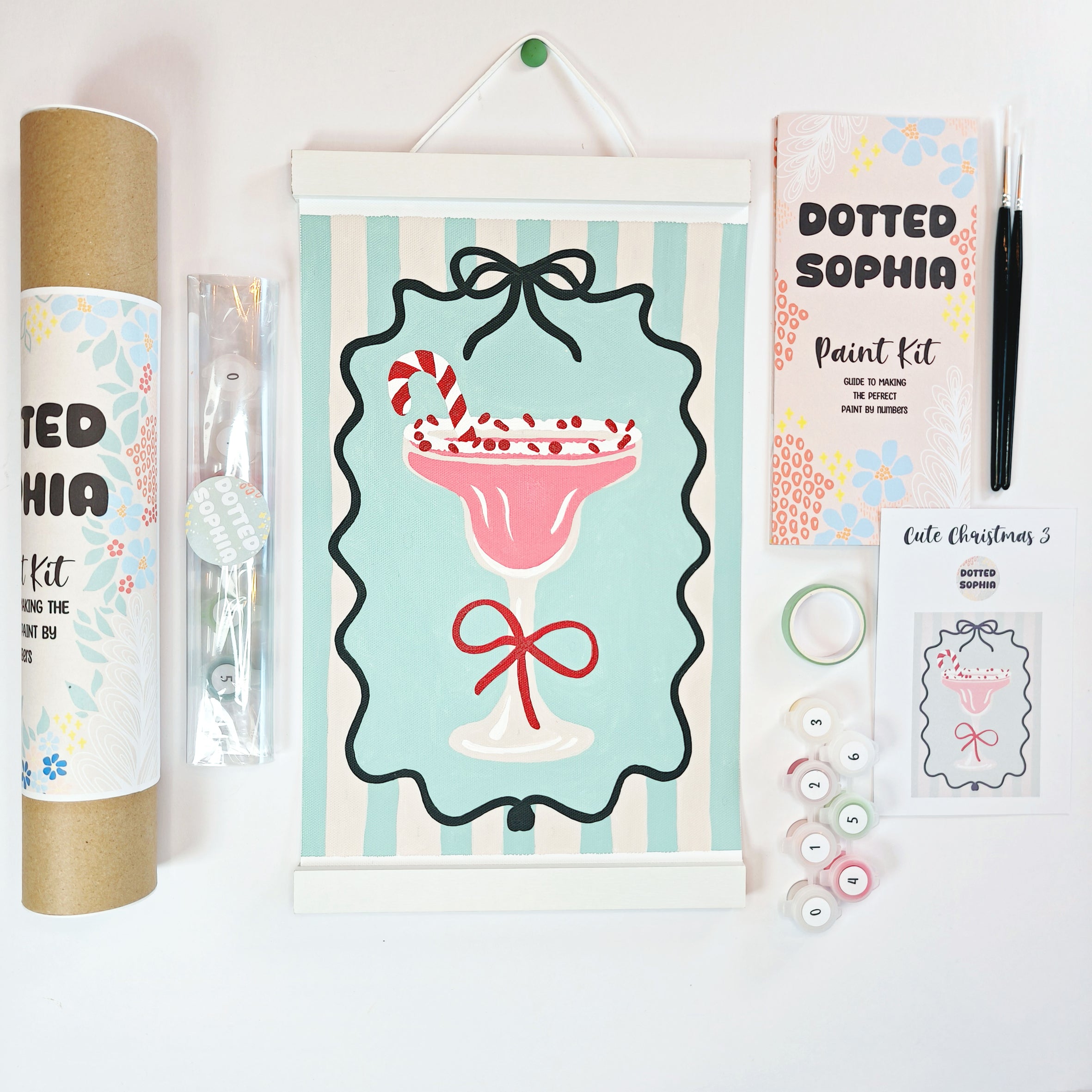 Christmas Sip and Paint by Number Kit - Girls night in party idea - Peppermint Cocktail
