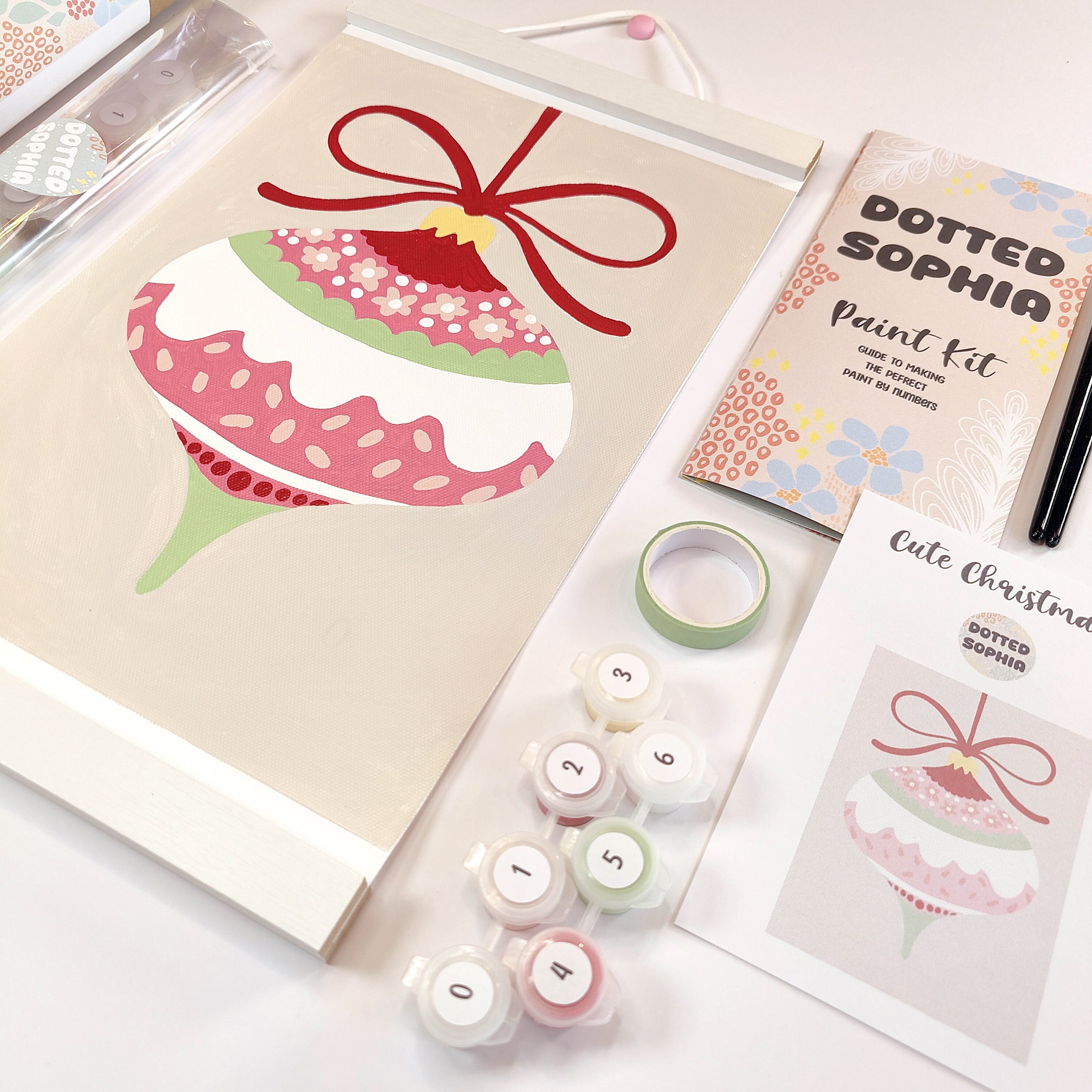 Christmas Sip and Paint by Number Kit - Girls night in party idea - Pink Bauble
