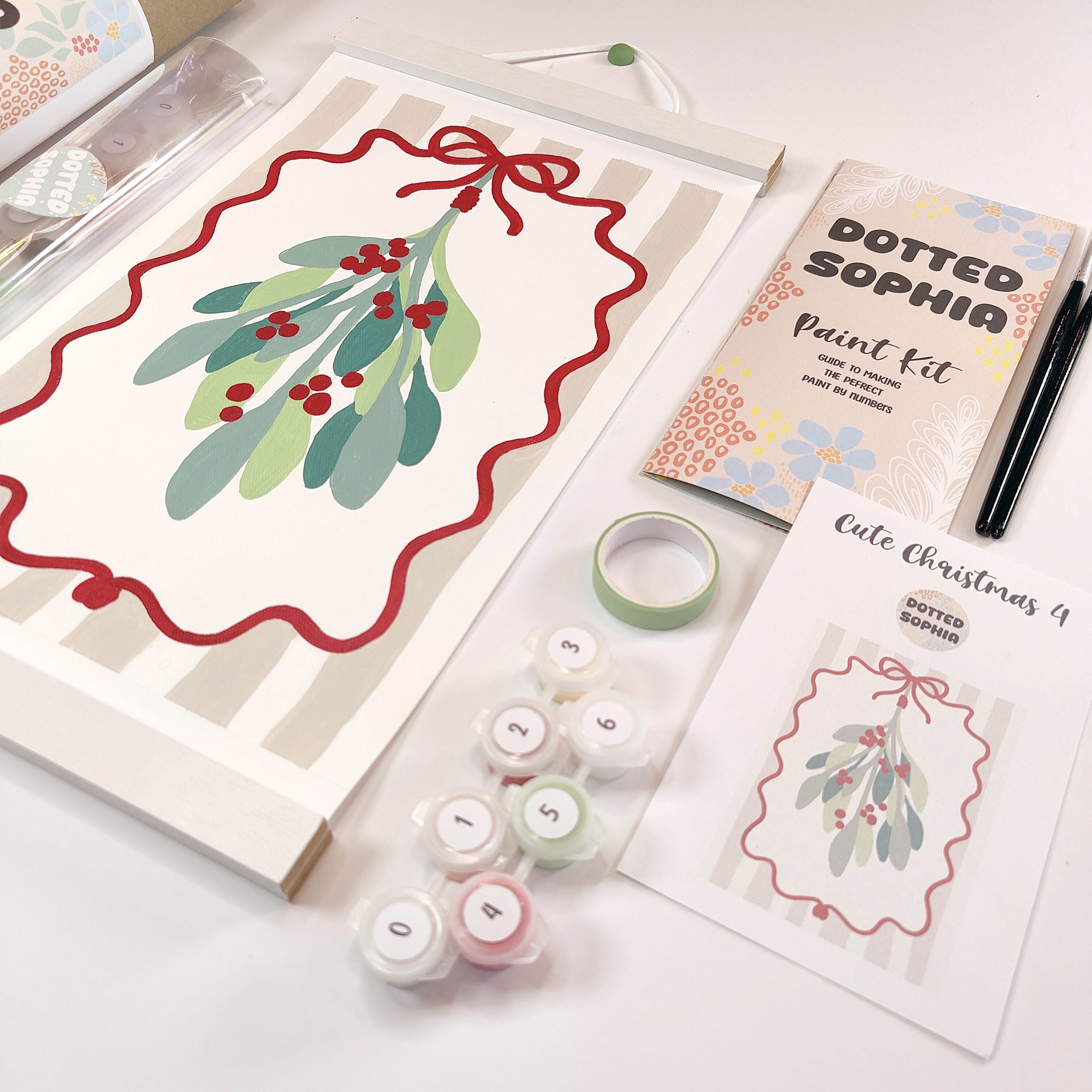 Christmas Sip and Paint by Number Kit - Girls night in party idea - Mistletoe