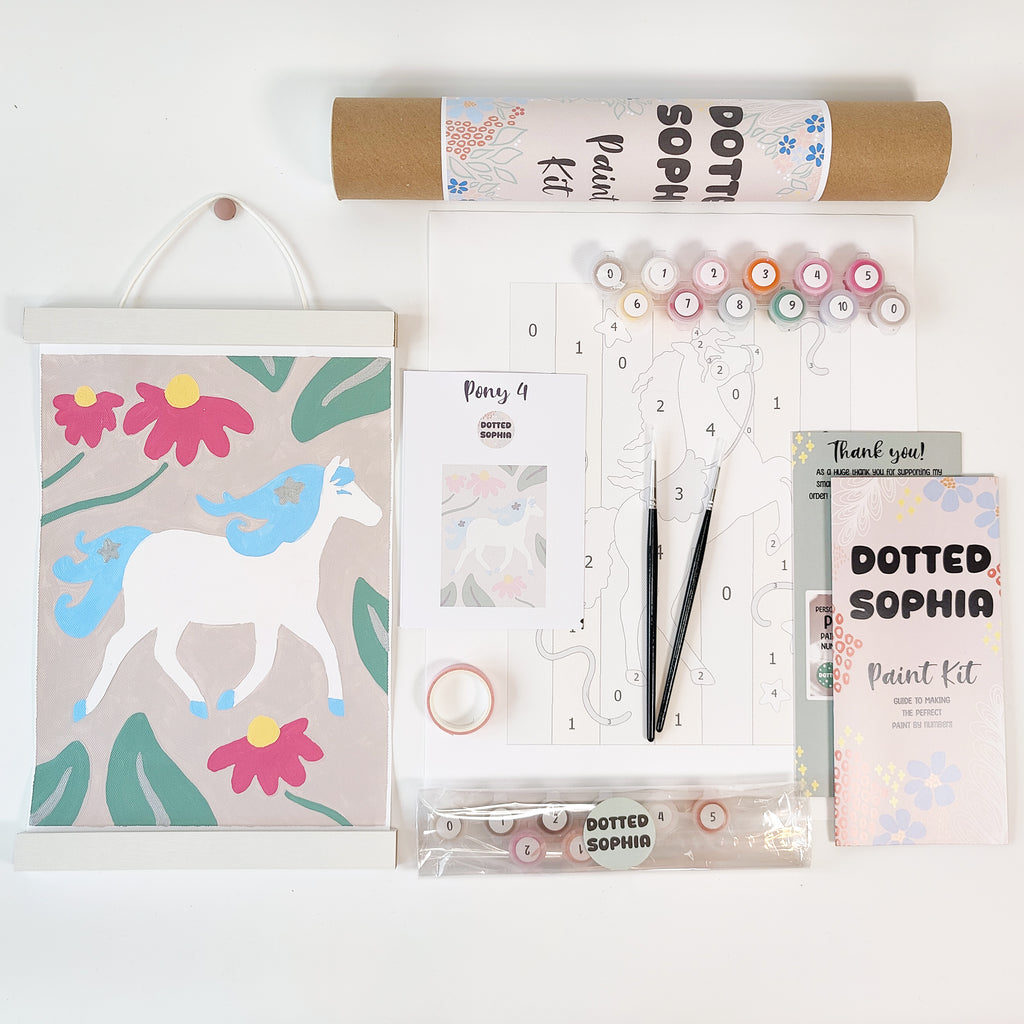 Pony Party Blue and Silver Paint by Number Kit