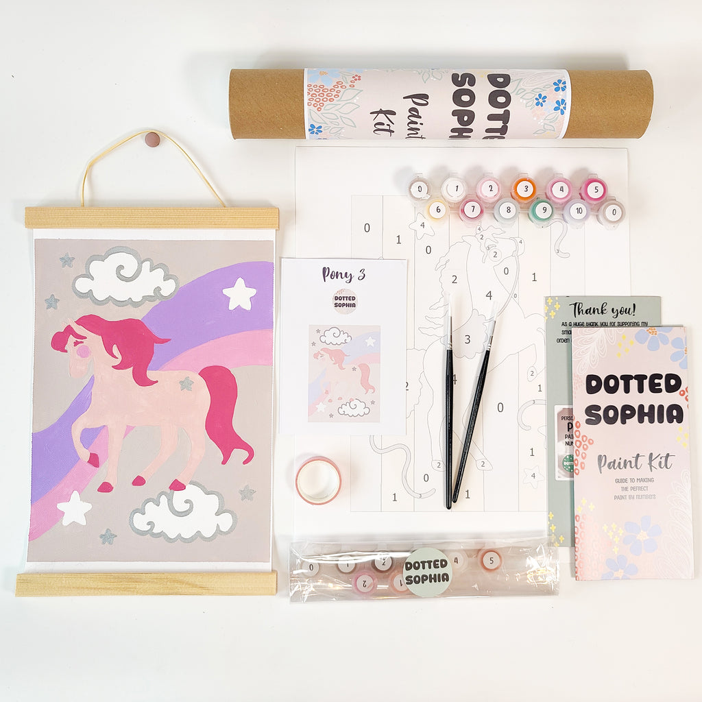Pony Party Pink and Silver Paint by Number Kit