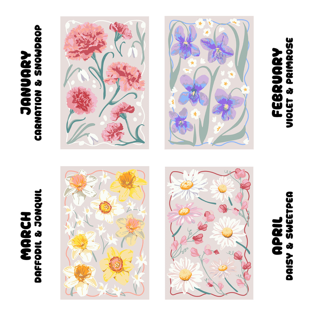 August Birth Flowers Gladiolus & Poppy Sip and Paint by Number Kit