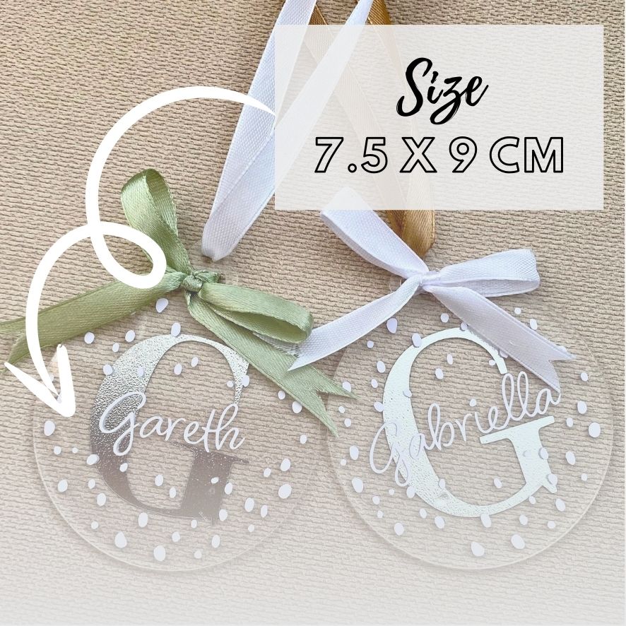 Initial Personalised Name Christmas Bauble - Snowflake Silver Sparkle