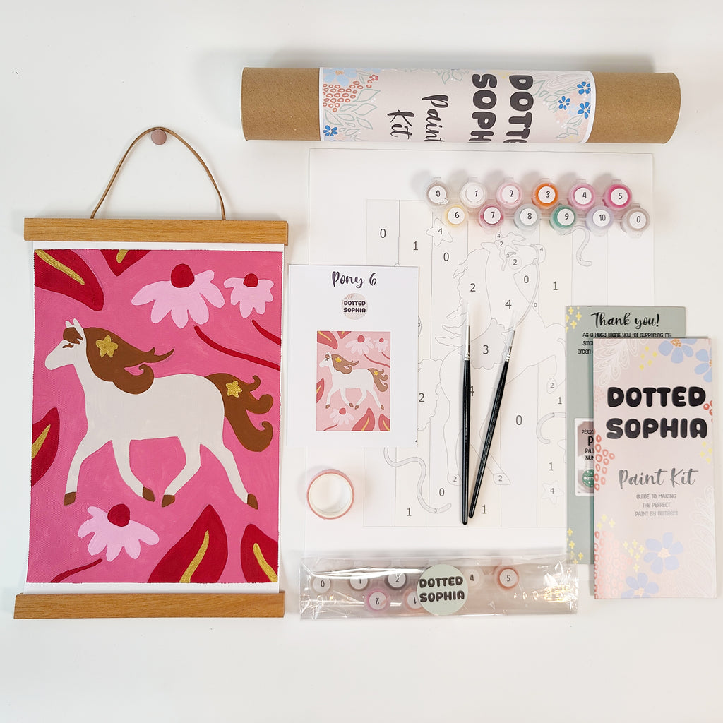 Pony Party Hot Pink and Gold Paint by Number Kit