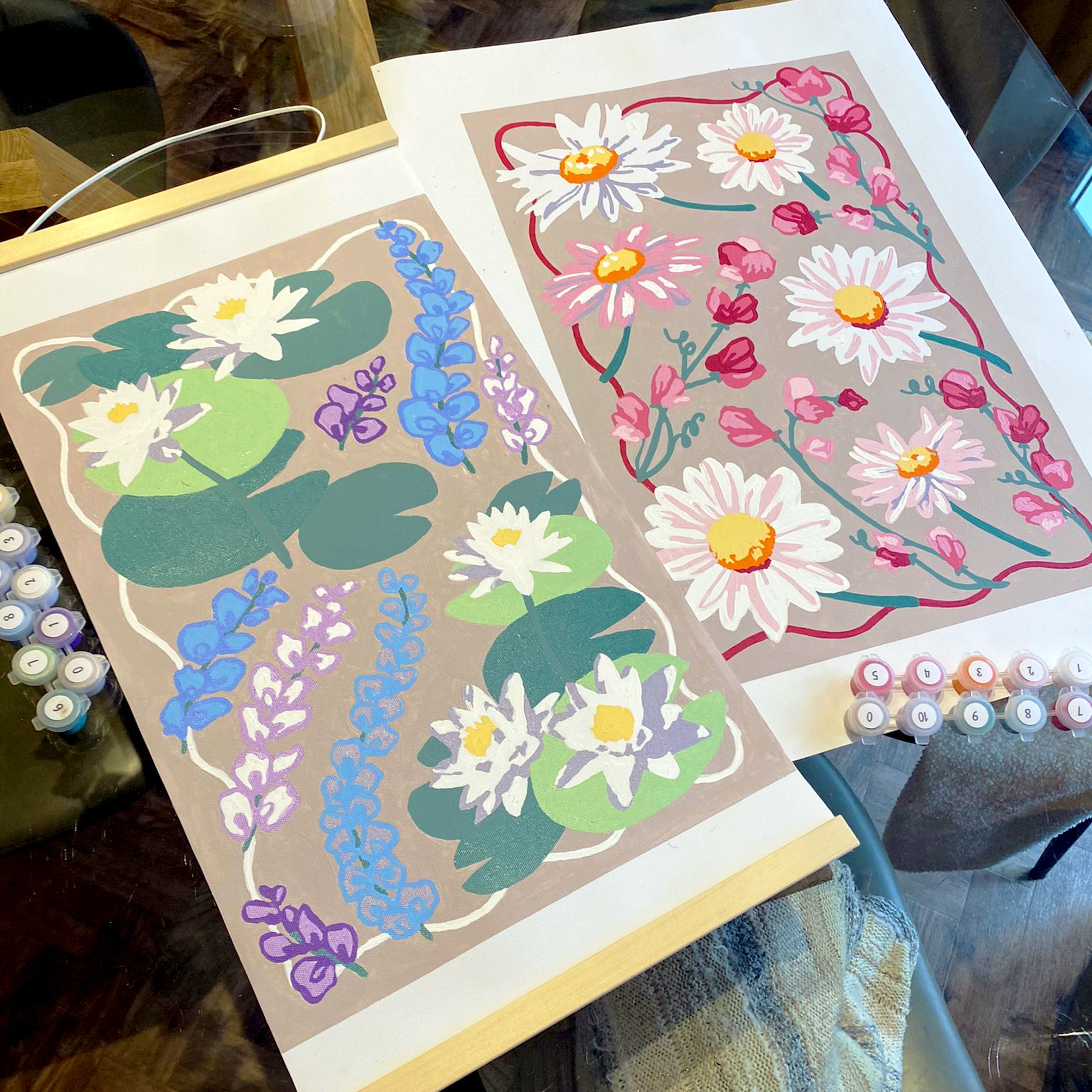 August Birth Flowers Gladiolus & Poppy Sip and Paint by Number Kit