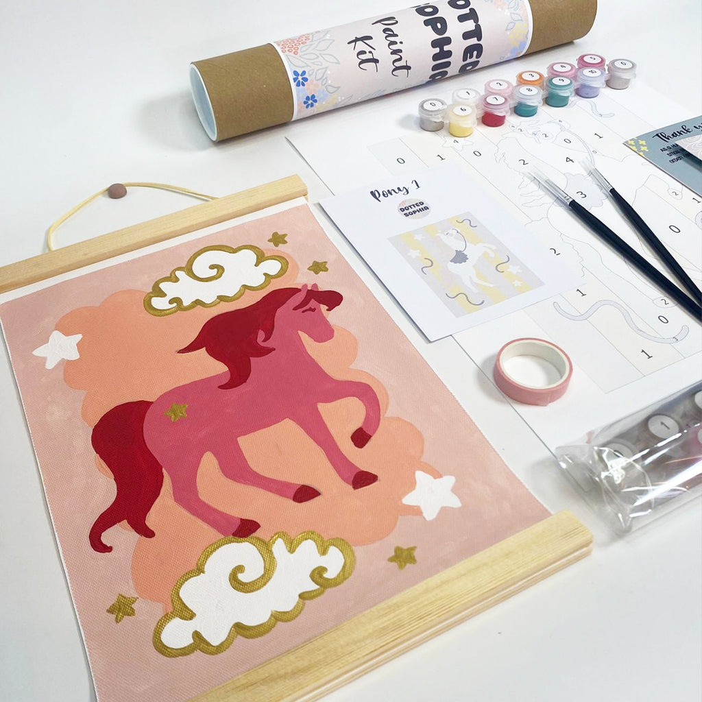 Pony Party Peach and Gold Paint by Number Kit