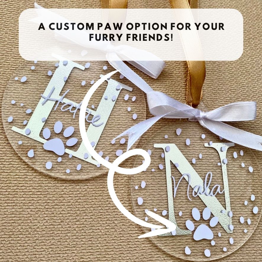 Initial Personalised Name Christmas Bauble - Snowflake Silver Sparkle