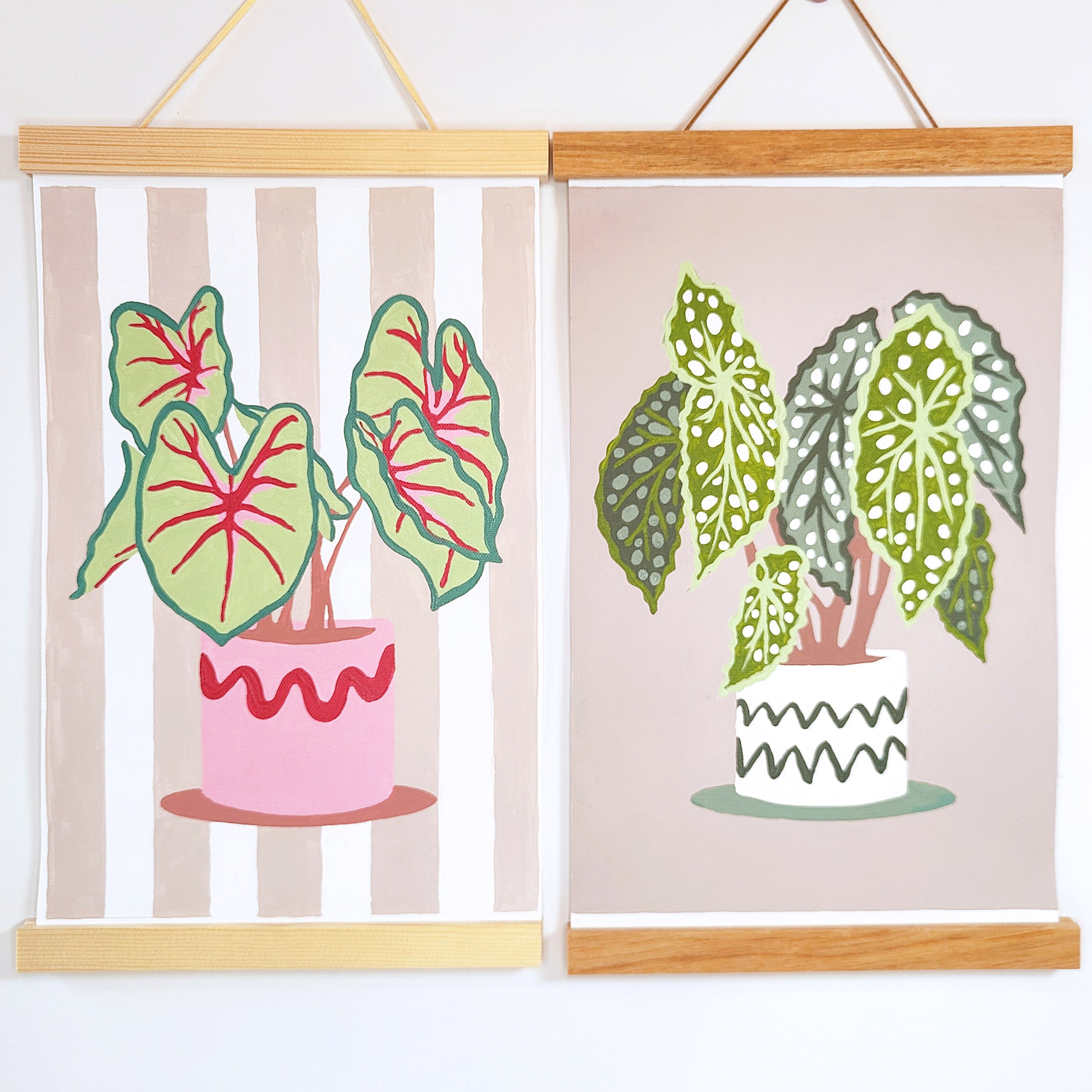 House Plant Sip and Paint by Number Kit Series - Caladium Pink and Green Tropical