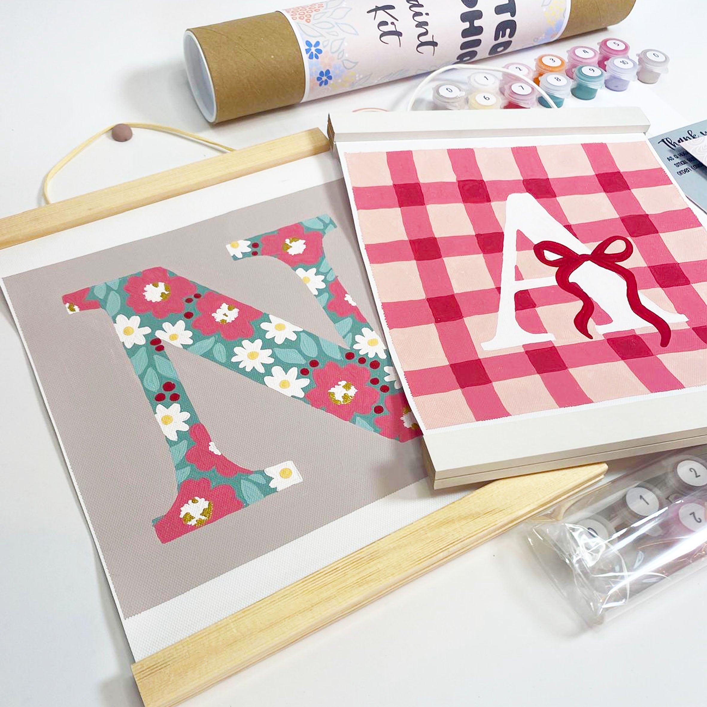 Custom Gingham Bow Initial Name Paint by Number Kit