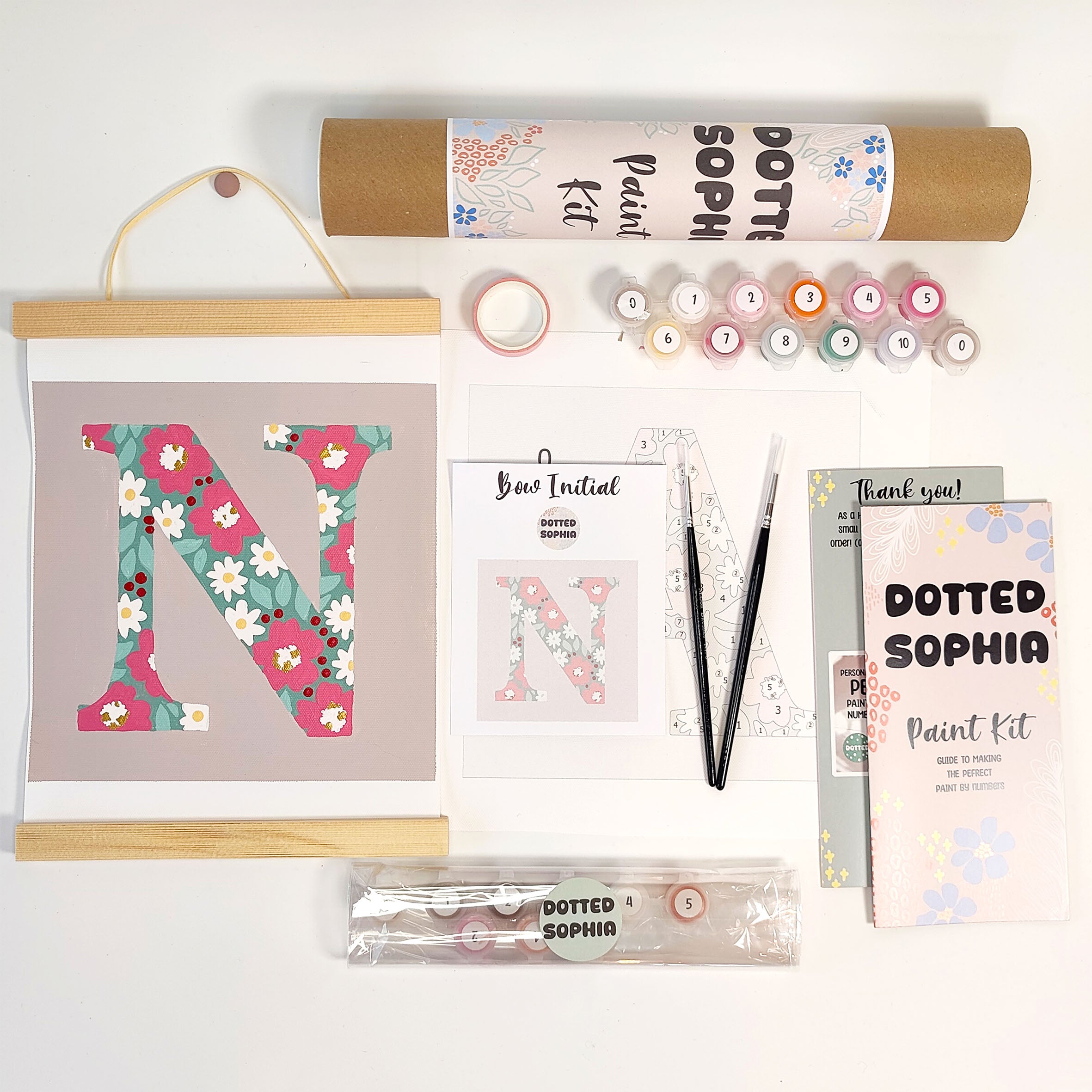 Custom Floral Initial Name Paint by Number Kit