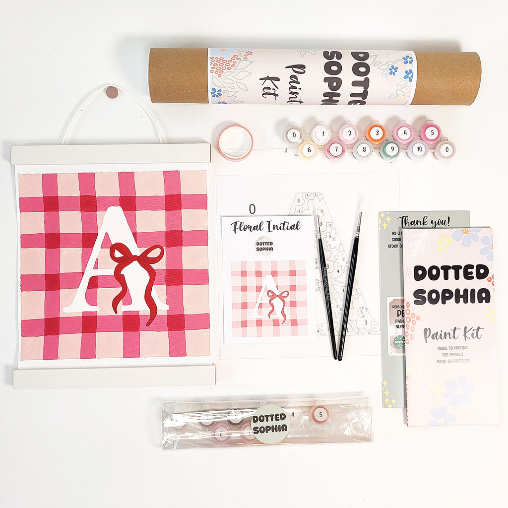 Custom Gingham Bow Initial Name Paint by Number Kit