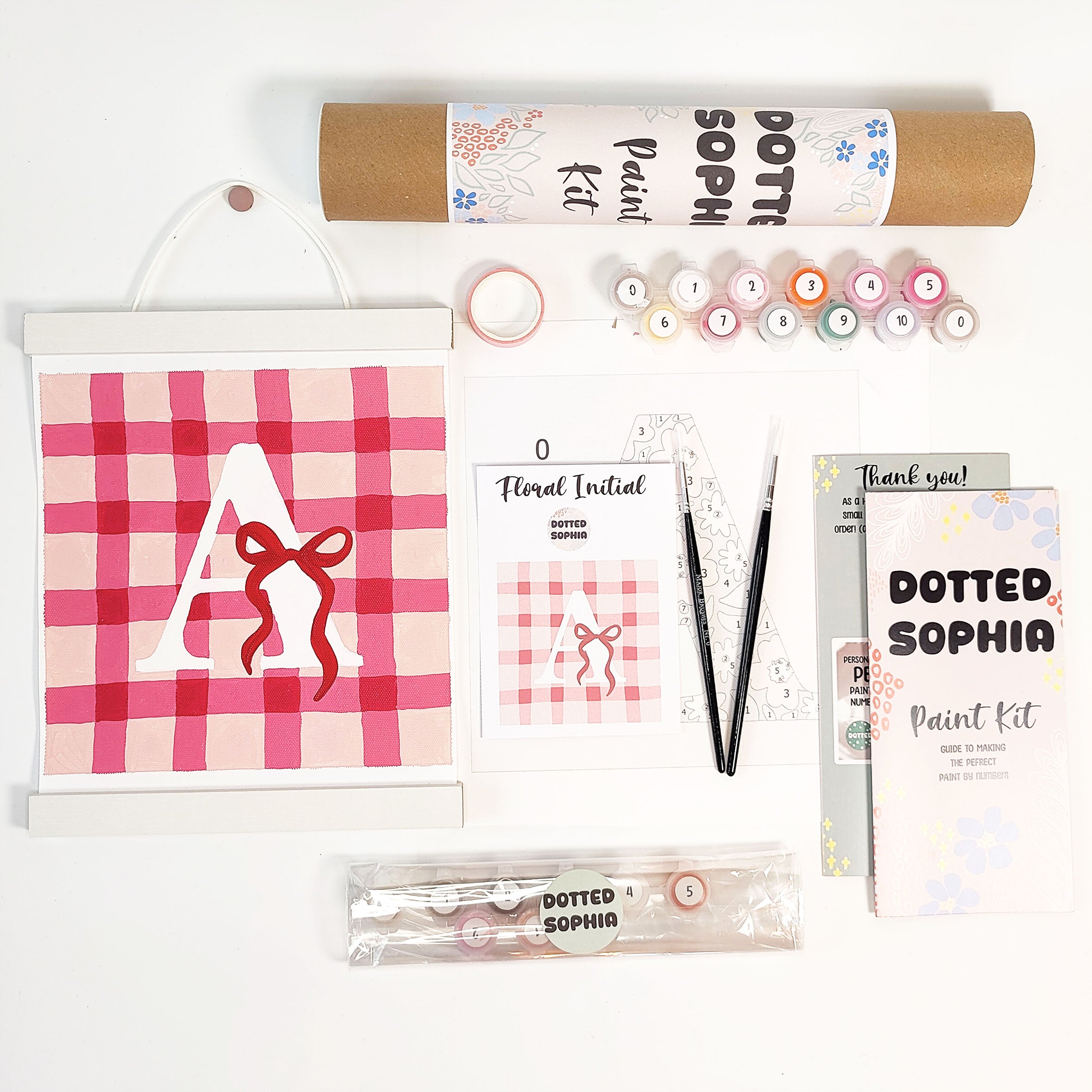 Custom Gingham Bow Initial Name Paint by Number Kit