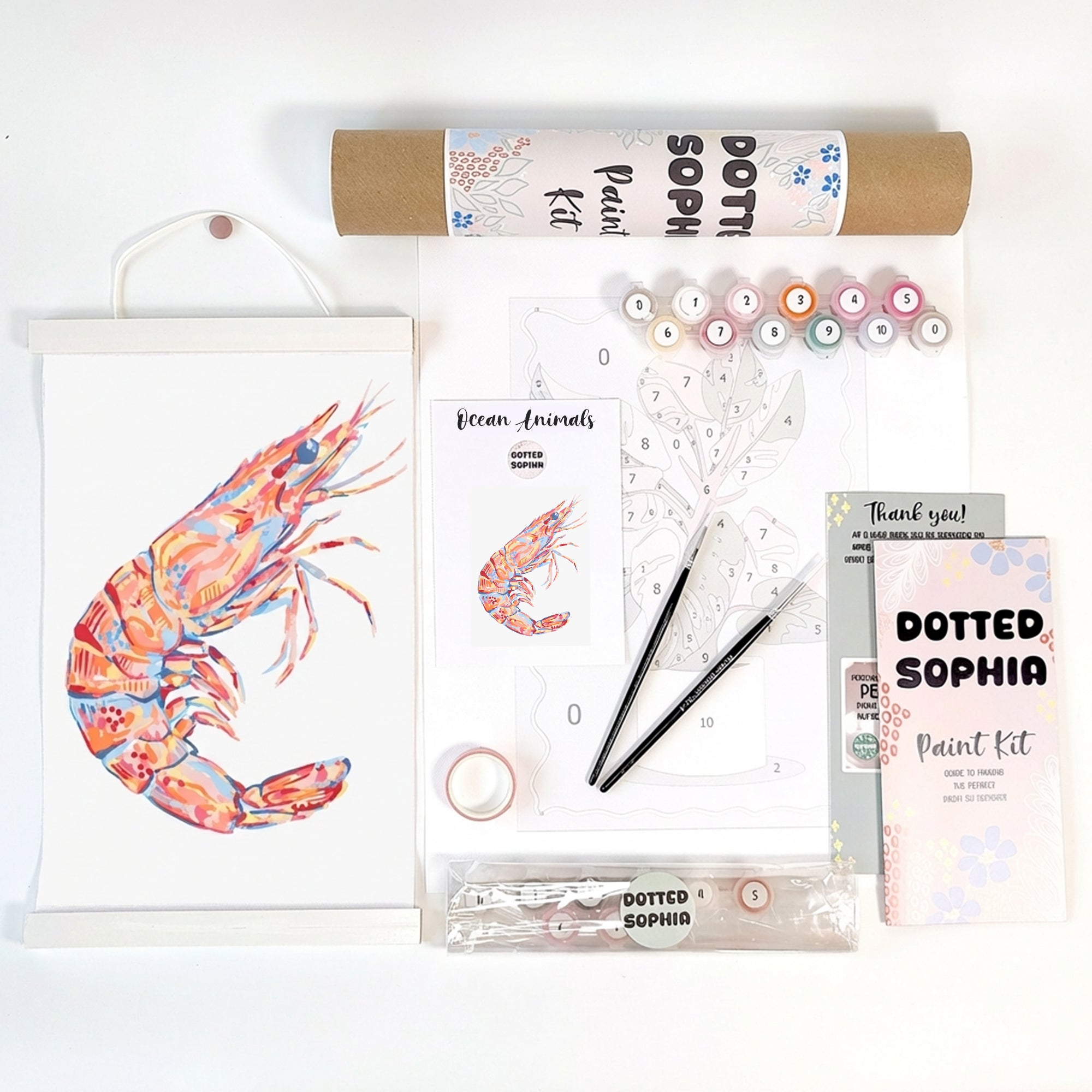 Ocean Animals Sip and Paint by Number Kit Series - Colourful Abstract Shrimp