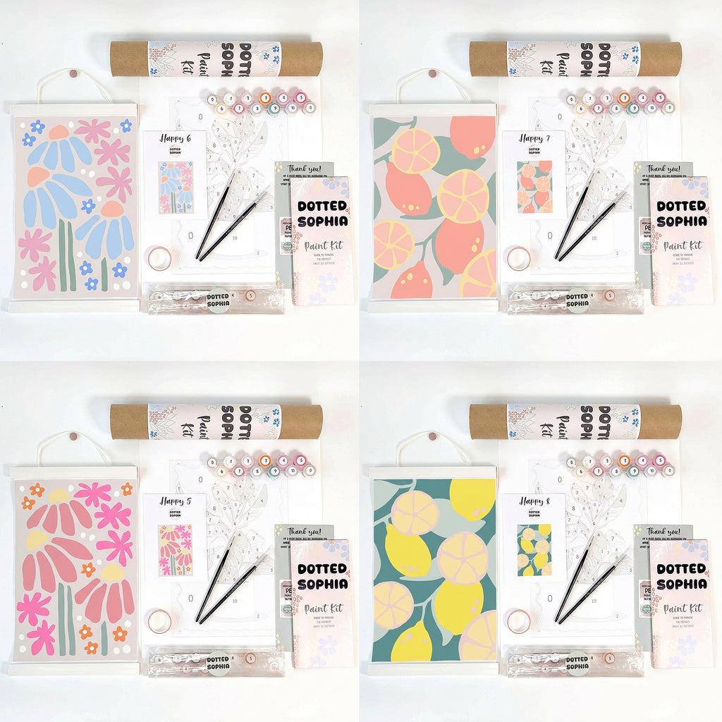 Sip and Paint by Number kit, DIY make your own modern wall art Dotted Sophia with everything included Easy Beginners Wellbeing