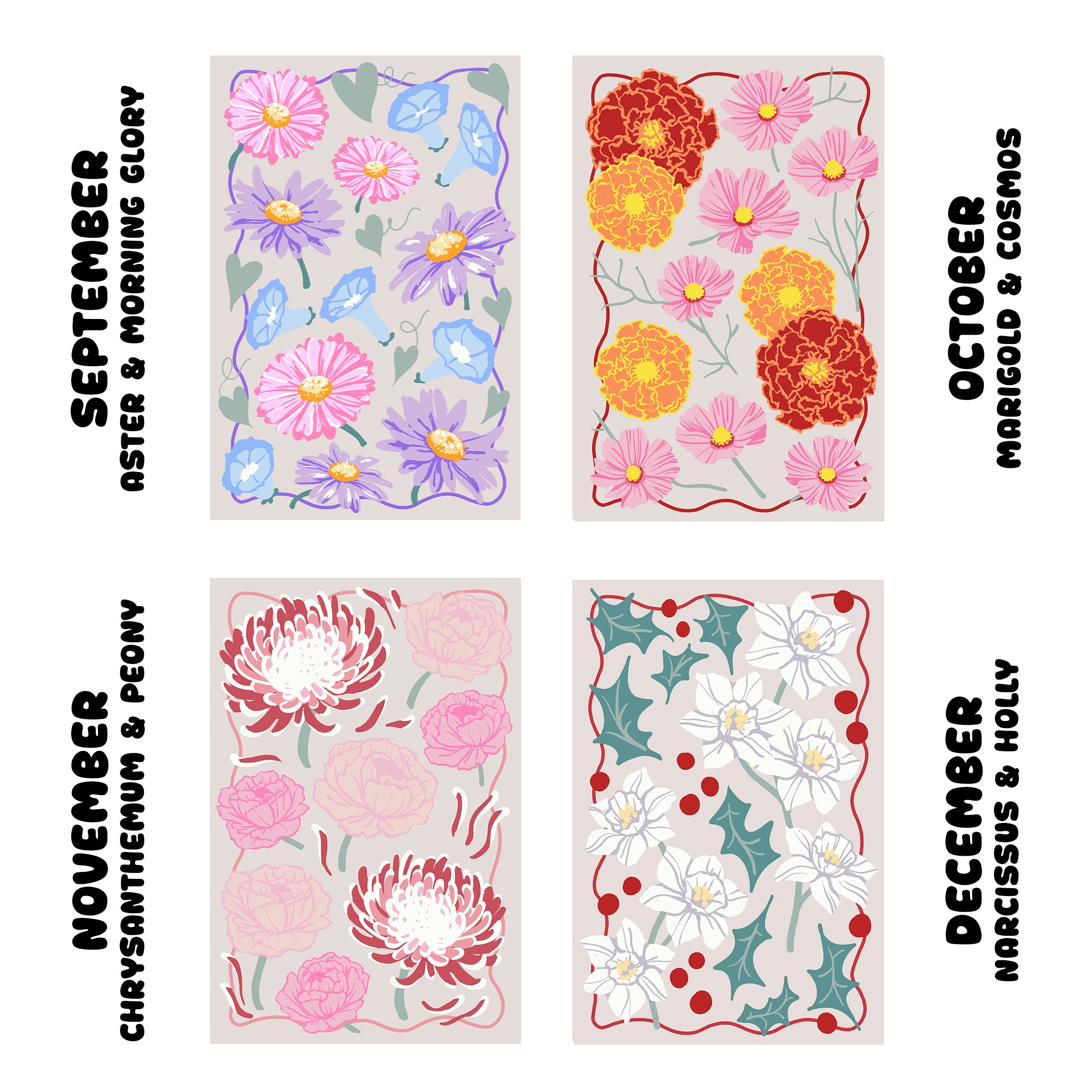 Birthday Flowers by Month Paint by Number Kits for the Family, Bouquet Gifts