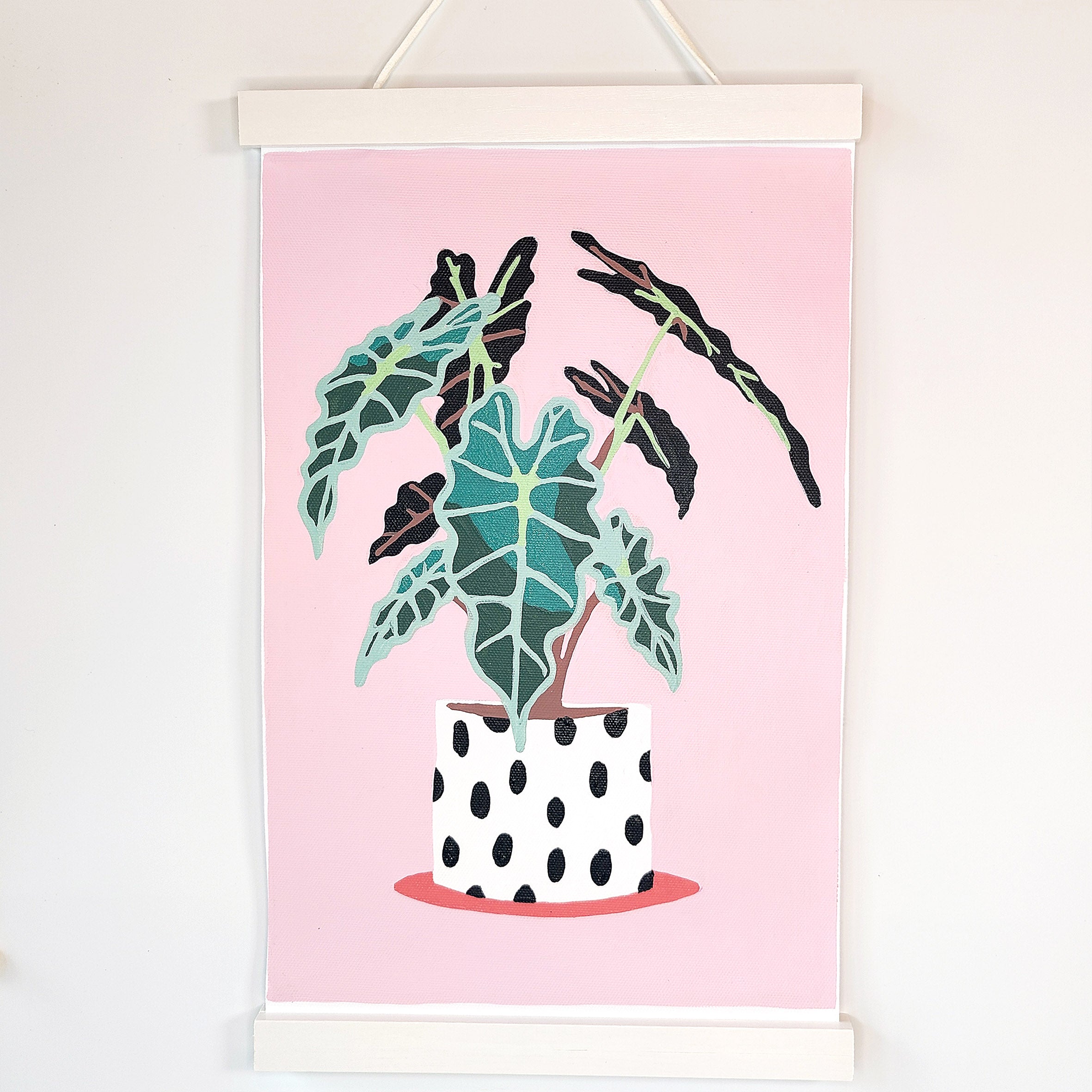 Paint your own Botanical Dotted Plant Pot Cactus. DIY modern wall art for my home and office. Easy adult crafts.
