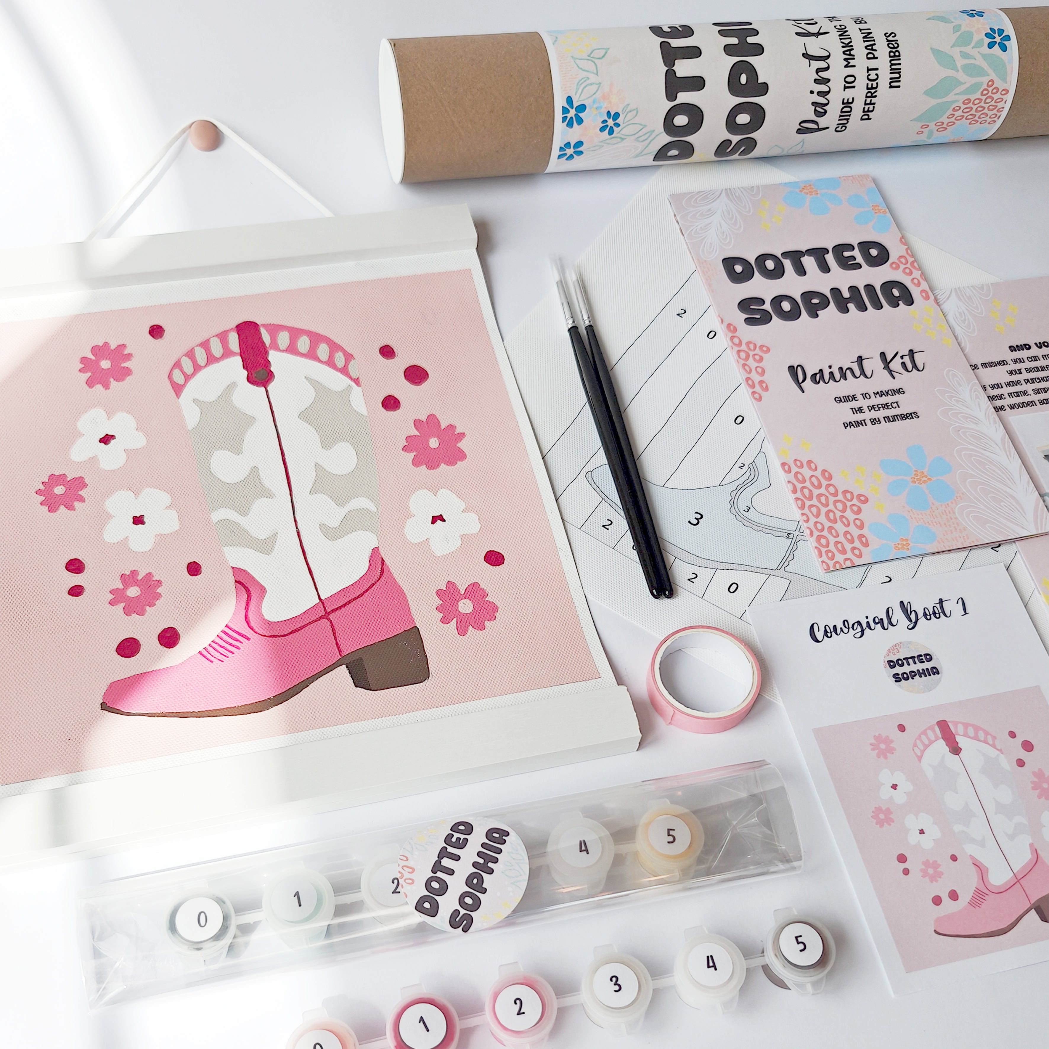 Pink Cowgirl Boot Paint by Number Kit: Adult Craft, Hen Do, Bachelorette Party Activity, Hoe Down, Last Rodeo, Last Disco, Let's Go Girls, Cowboy
