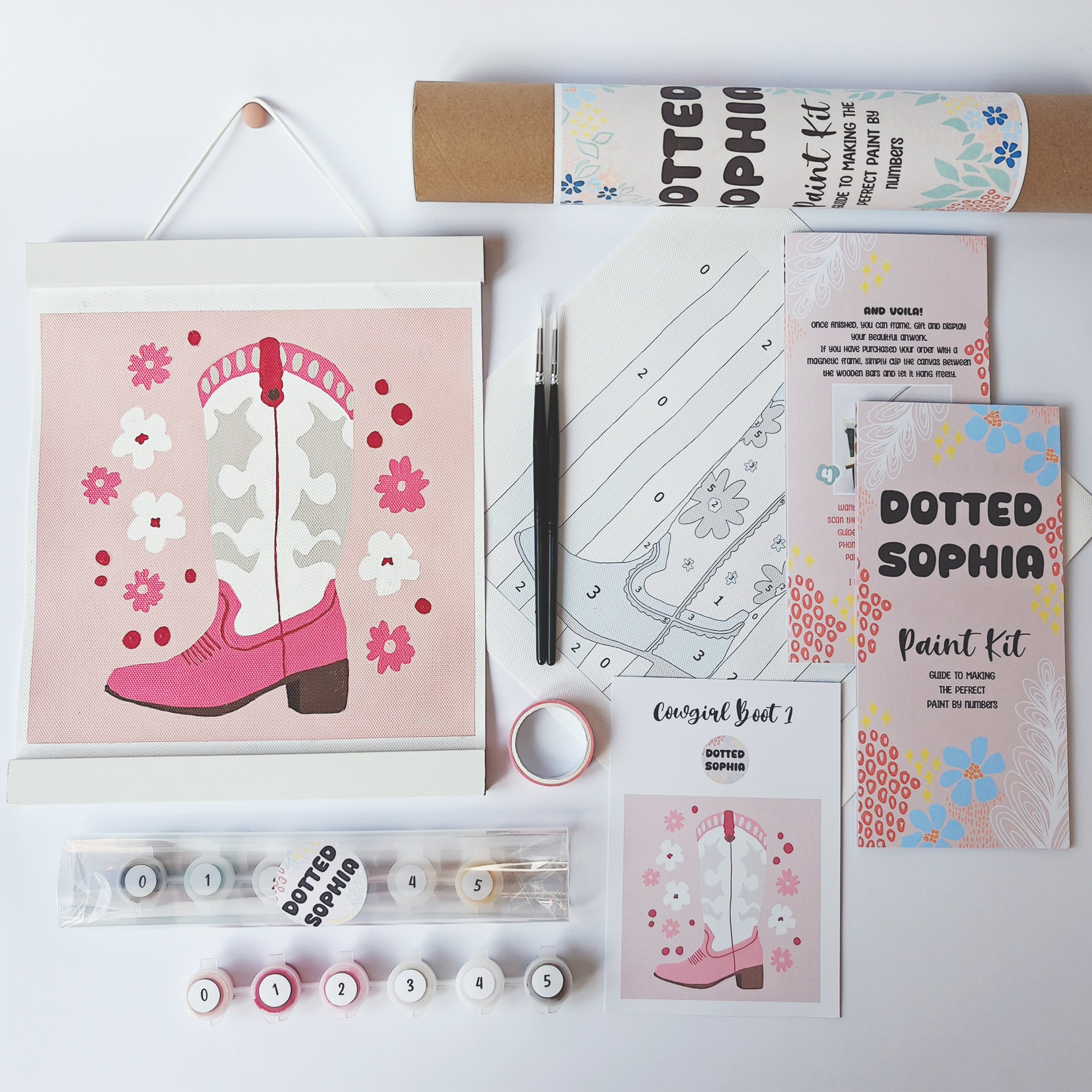 Pink Cowgirl Boot Paint by Number Kit: Adult Craft, Hen Do, Bachelorette Party Activity, Hoe Down, Last Rodeo, Last Disco, Let's Go Girls, Cowboy