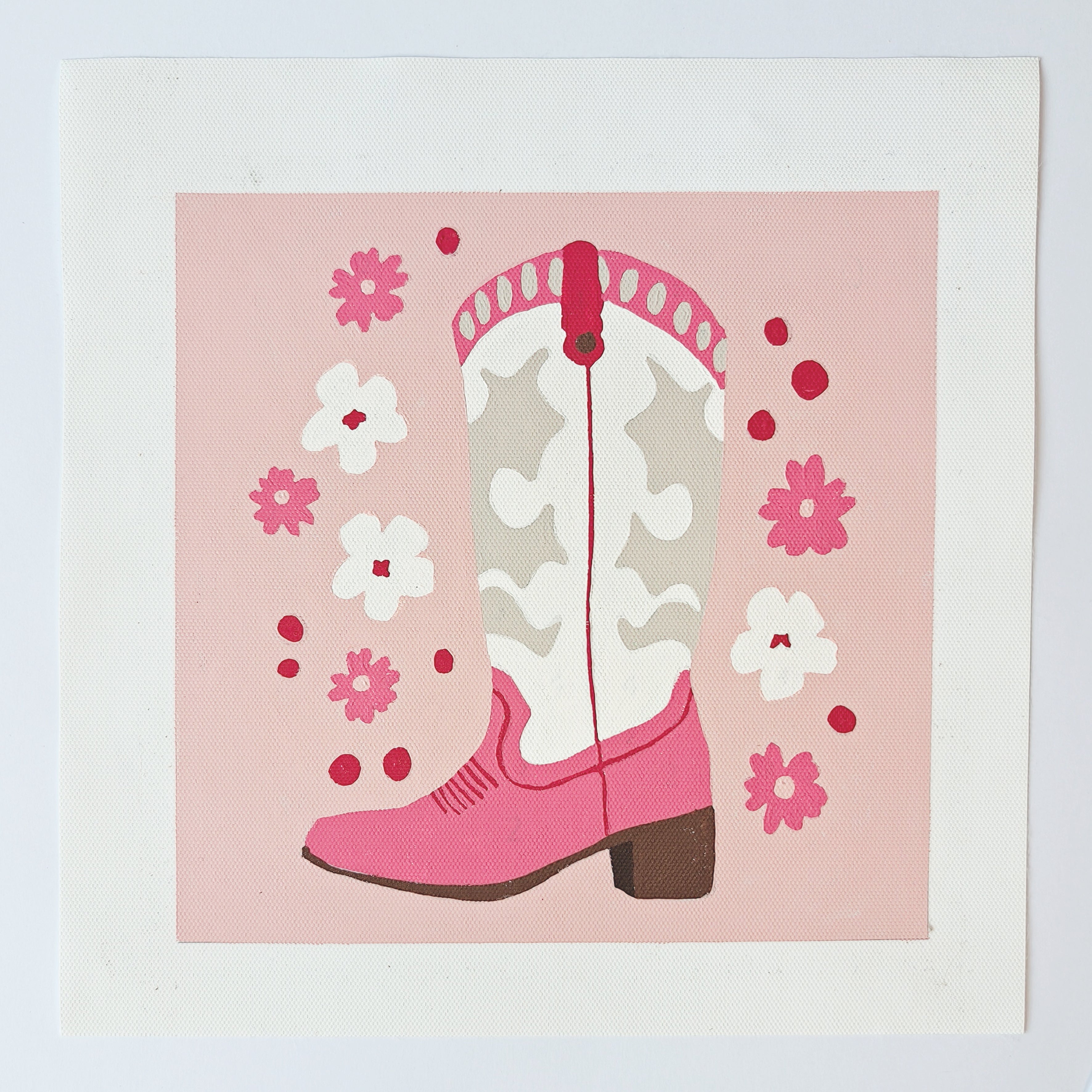 Pink Cowgirl Boot Paint by Number Kit: Adult Craft, Hen Do, Bachelorette Party Activity, Hoe Down, Last Rodeo, Last Disco, Let's Go Girls, Cowboy