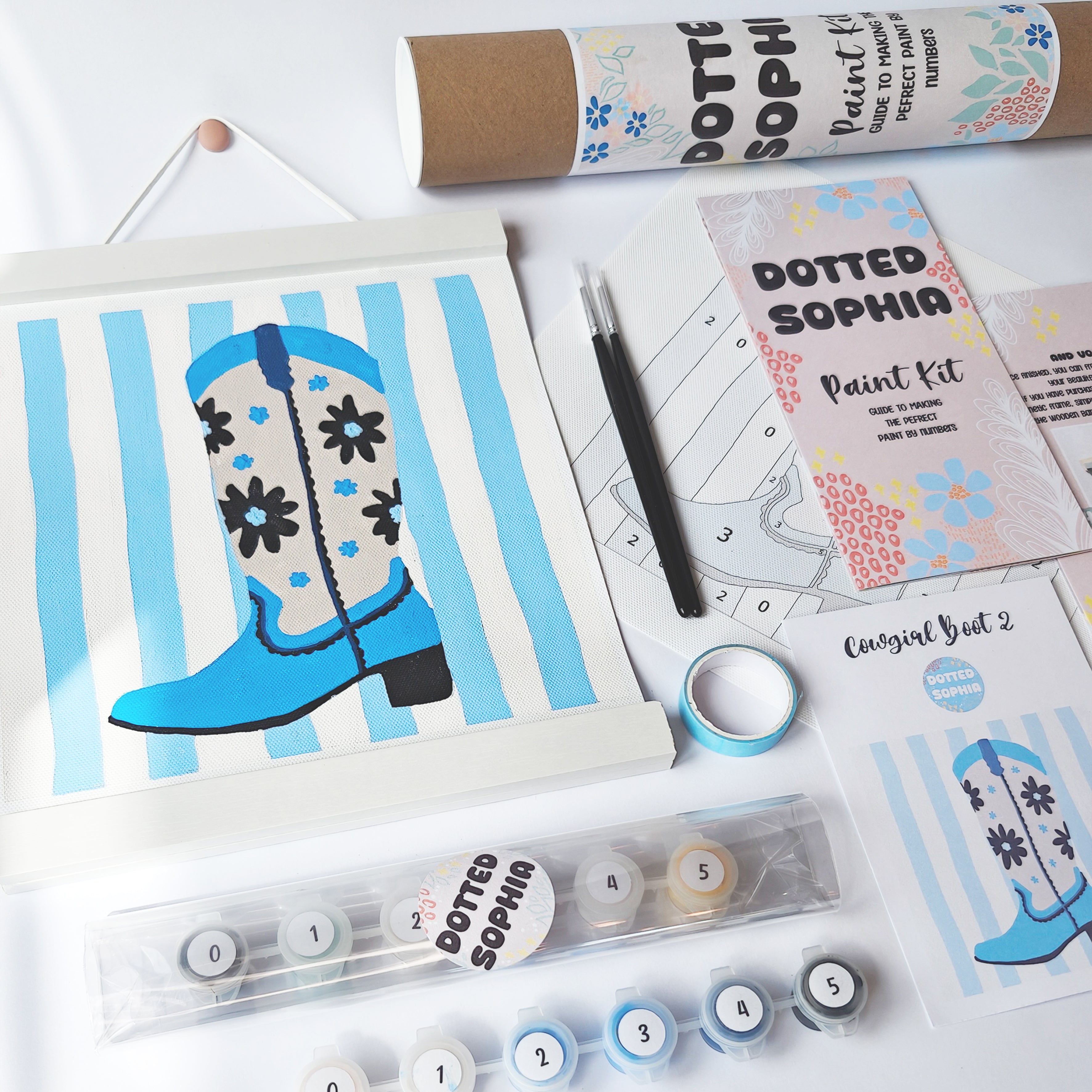Blue Cowgirl Boot Paint by Number Kit: Adult Craft, Hen Do, Bachelorette Party Activity, Hoe Down, Last Rodeo, Last Disco, Let's Go Girls, Cowboy
