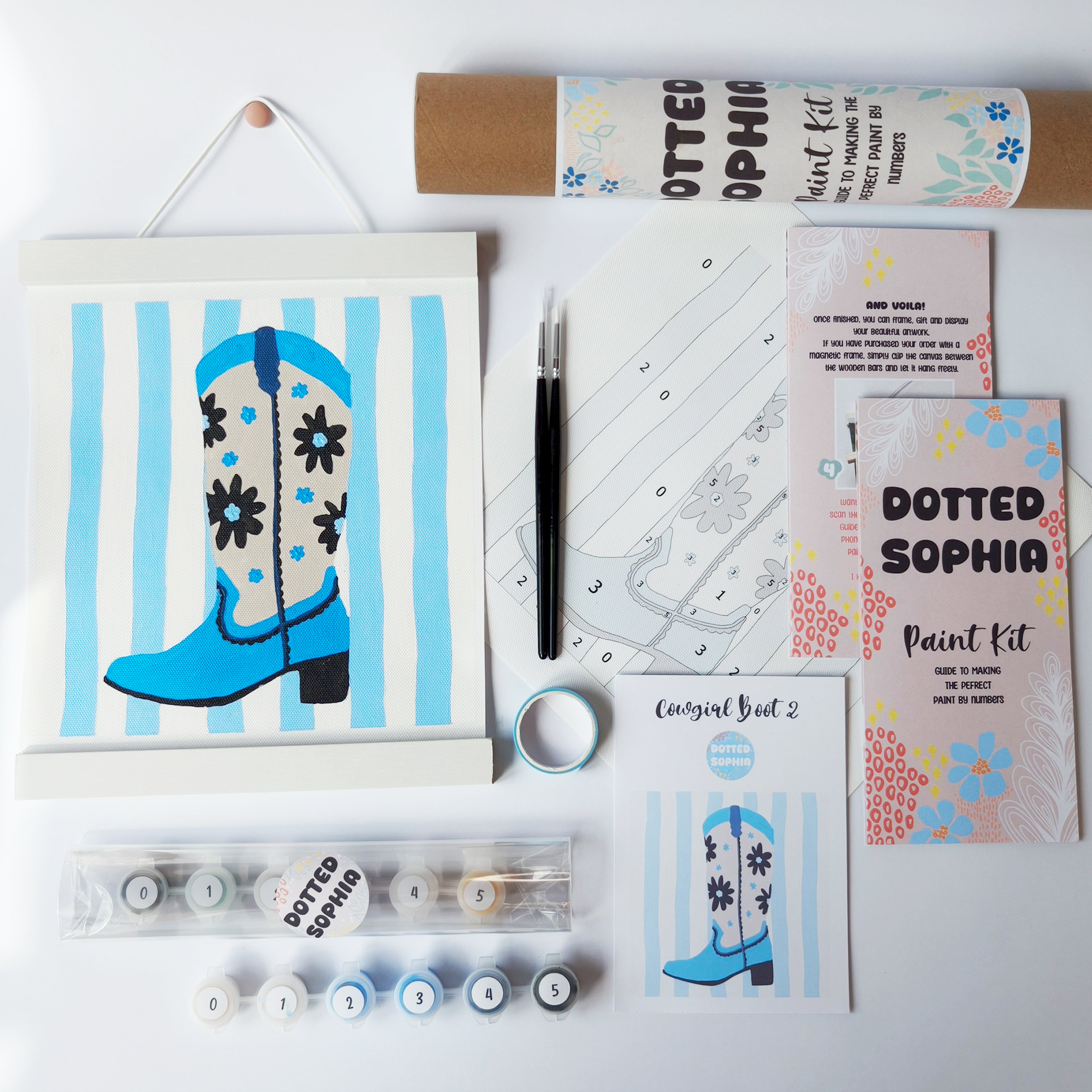 Blue Cowgirl Boot Paint by Number Kit: Adult Craft, Hen Do, Bachelorette Party Activity, Hoe Down, Last Rodeo, Last Disco, Let's Go Girls, Cowboy