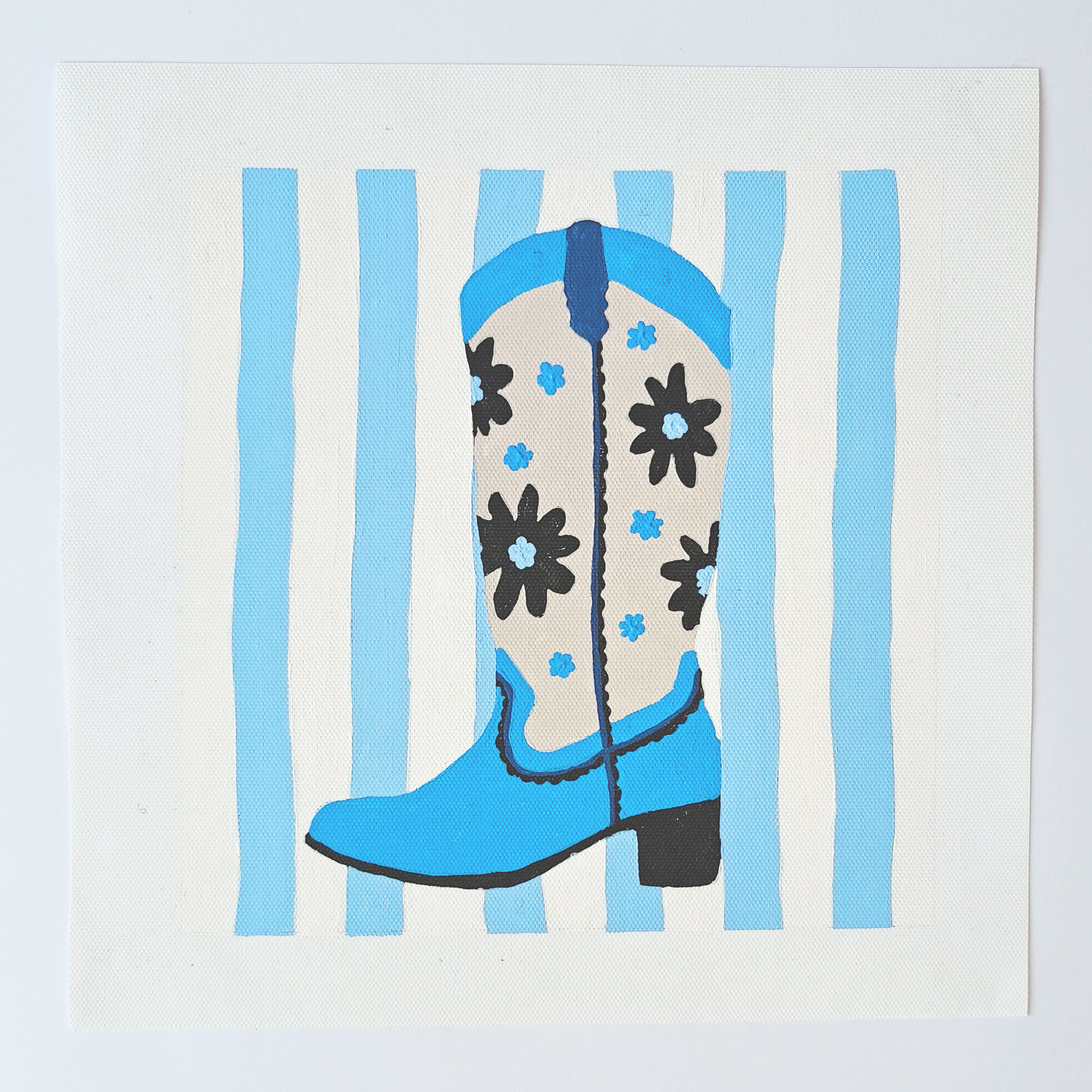 Blue Cowgirl Boot Paint by Number Kit: Adult Craft, Hen Do, Bachelorette Party Activity, Hoe Down, Last Rodeo, Last Disco, Let's Go Girls, Cowboy