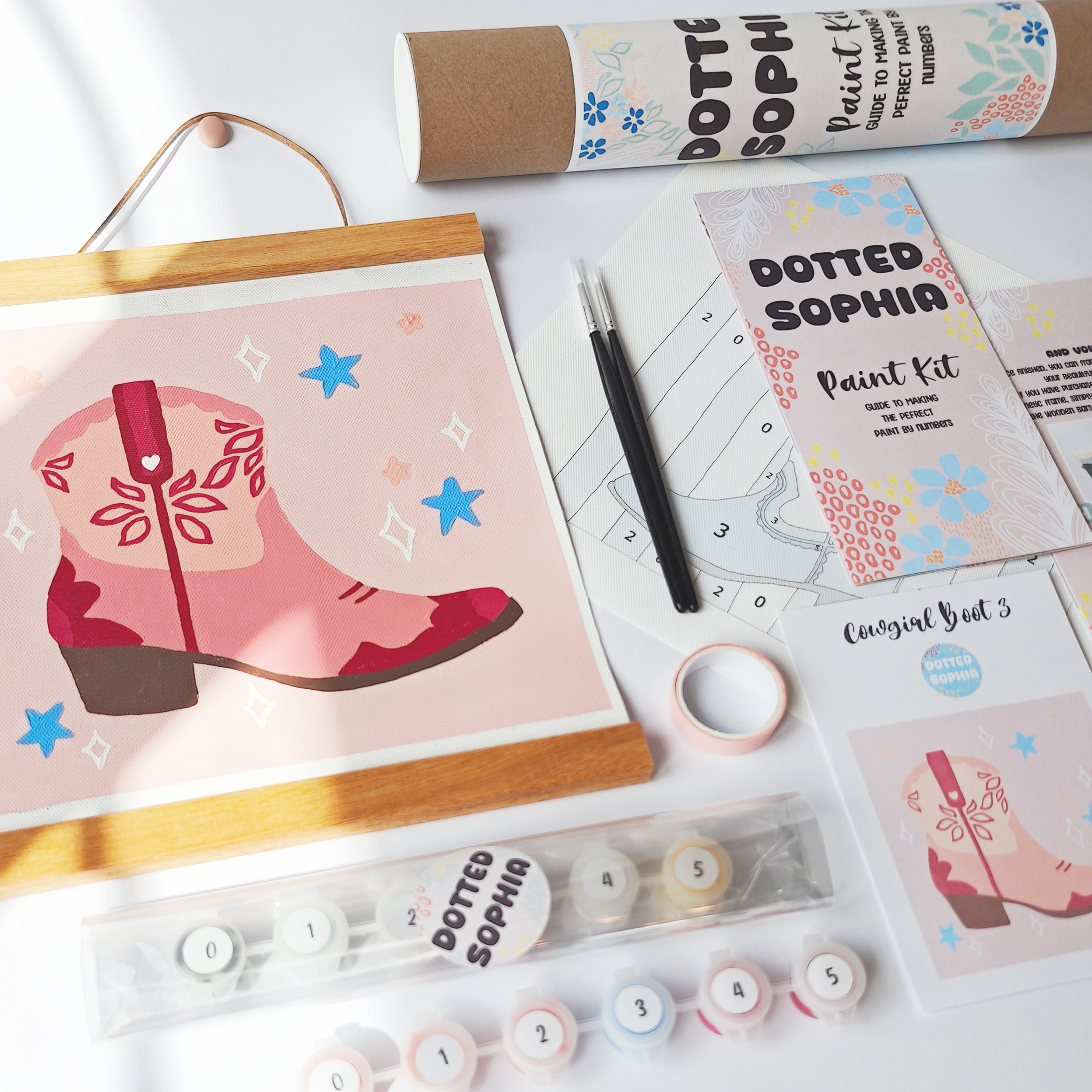 Peach Cowgirl Boot Paint by Number Kit: Adult Craft, Hen Do, Bachelorette Party Activity, Hoe Down, Last Rodeo, Last Disco, Let's Go Girls, Cowboy