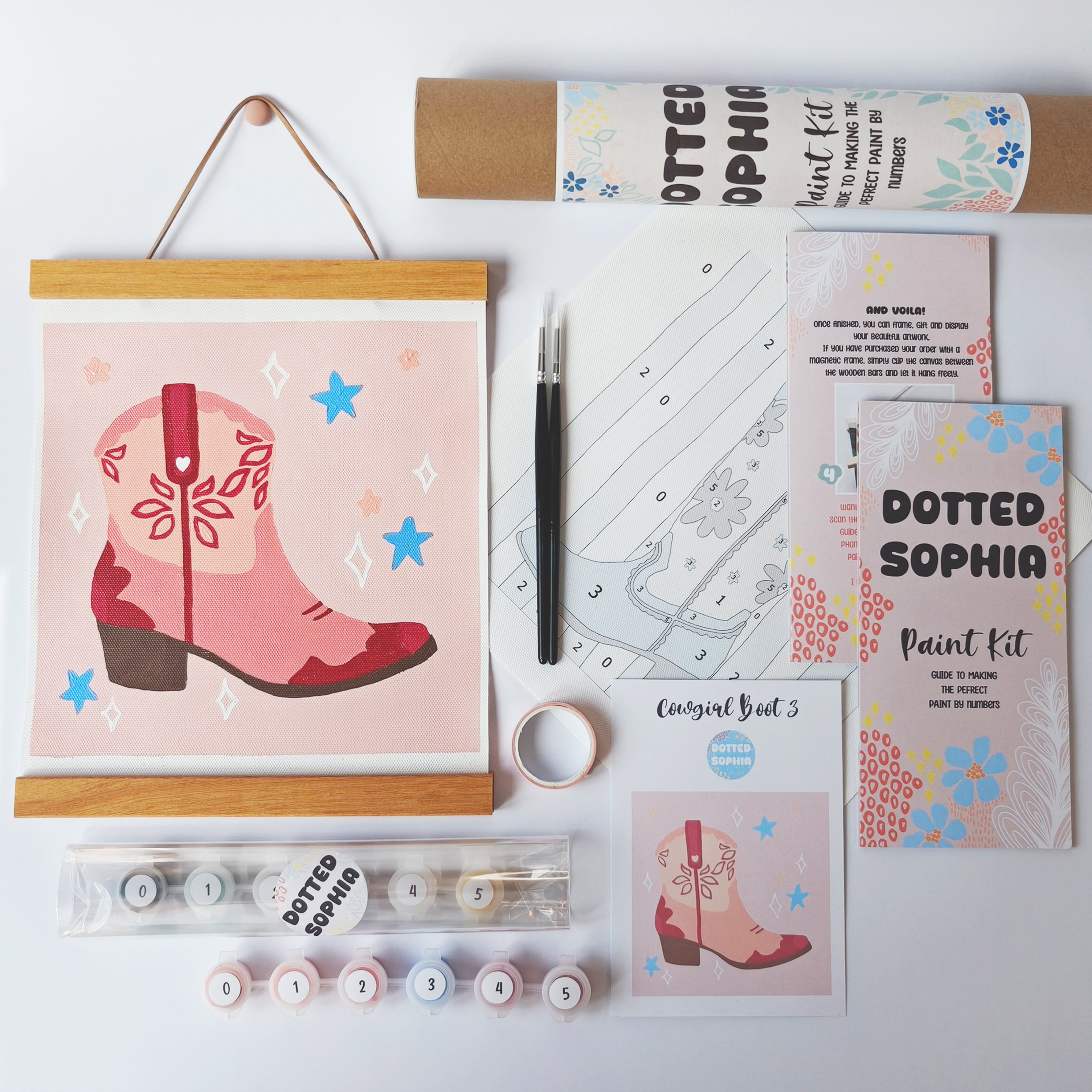 Peach Cowgirl Boot Paint by Number Kit: Adult Craft, Hen Do, Bachelorette Party Activity, Hoe Down, Last Rodeo, Last Disco, Let's Go Girls, Cowboy