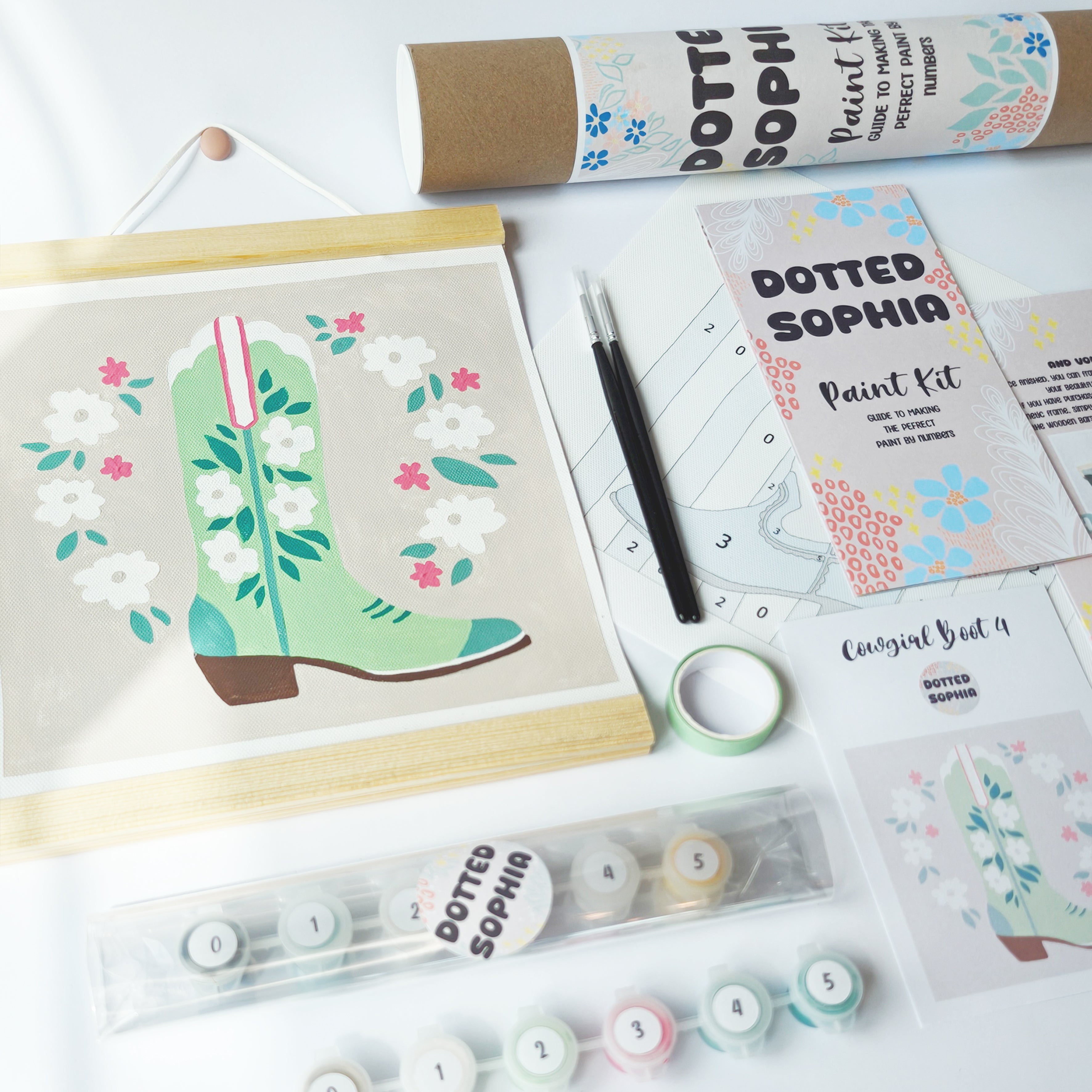 Green Cowgirl Boot Paint by Number Kit: Adult Craft, Hen Do, Bachelorette Party Activity, Hoe Down, Last Rodeo, Last Disco, Let's Go Girls, Cowboy
