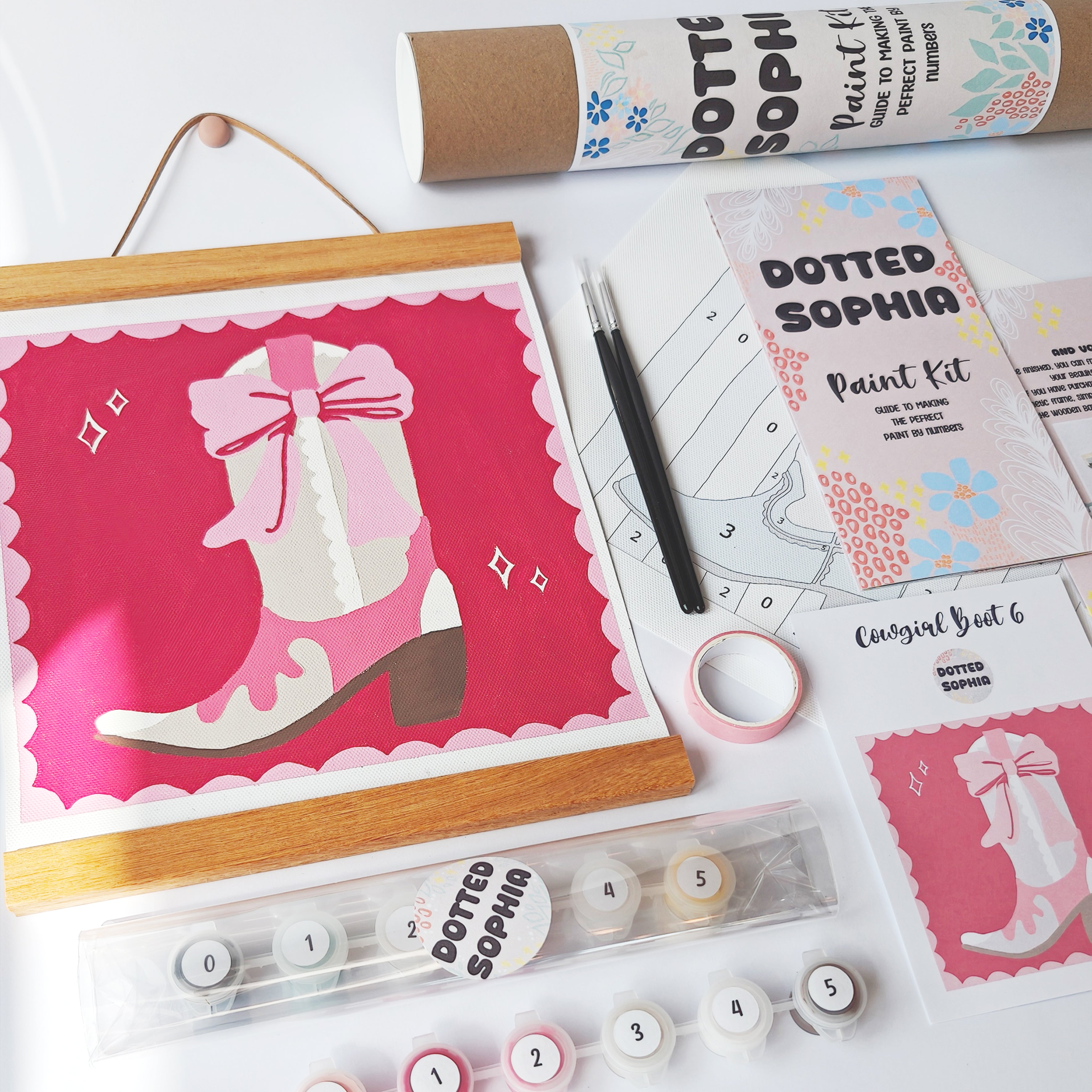 Hot Pink Cowgirl Boot Paint by Number Kit: Adult Craft, Hen Do, Bachelorette Party Activity, Hoe Down, Last Rodeo, Last Disco, Let's Go Girls, Cowboy