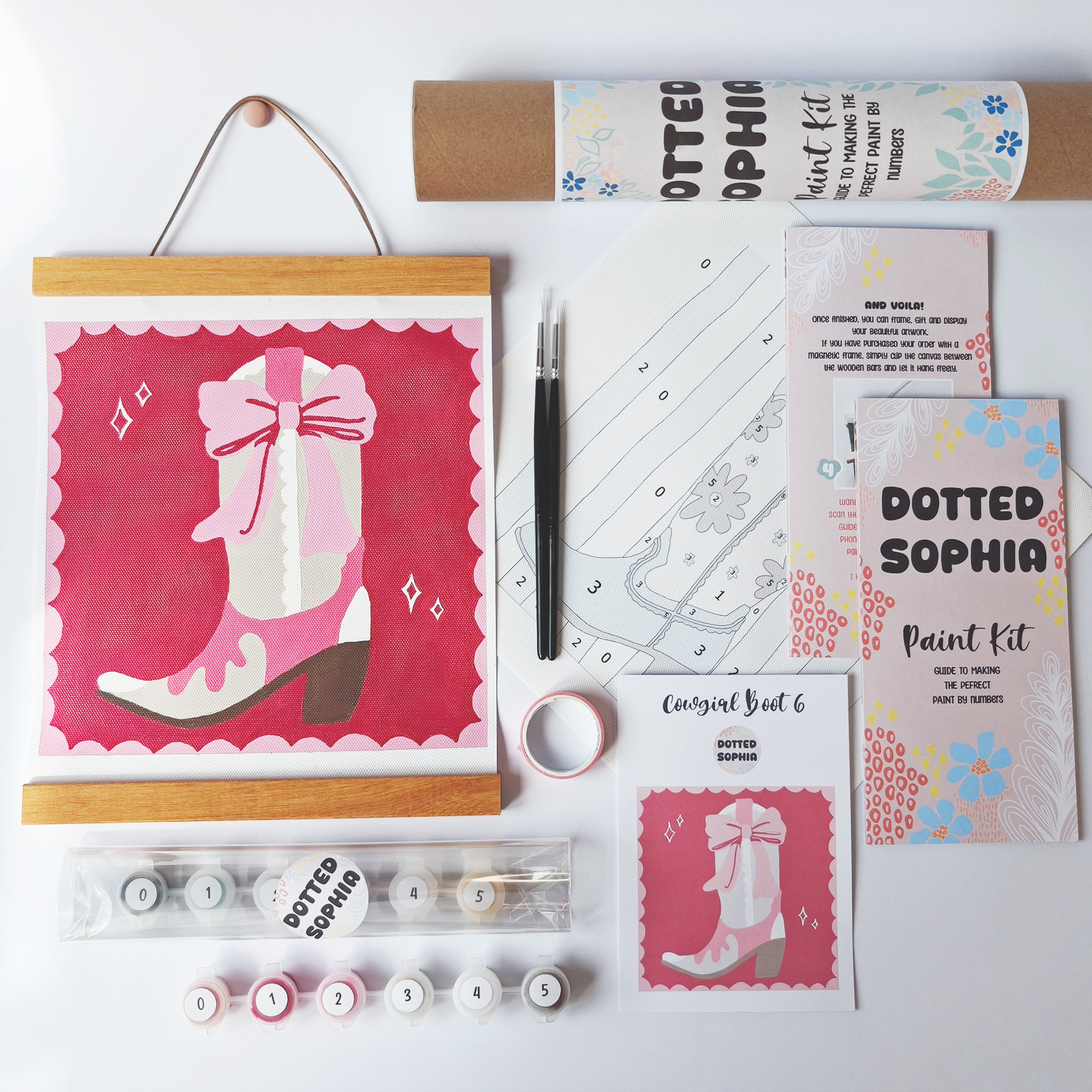 Hot Pink Cowgirl Boot Paint by Number Kit: Adult Craft, Hen Do, Bachelorette Party Activity, Hoe Down, Last Rodeo, Last Disco, Let's Go Girls, Cowboy