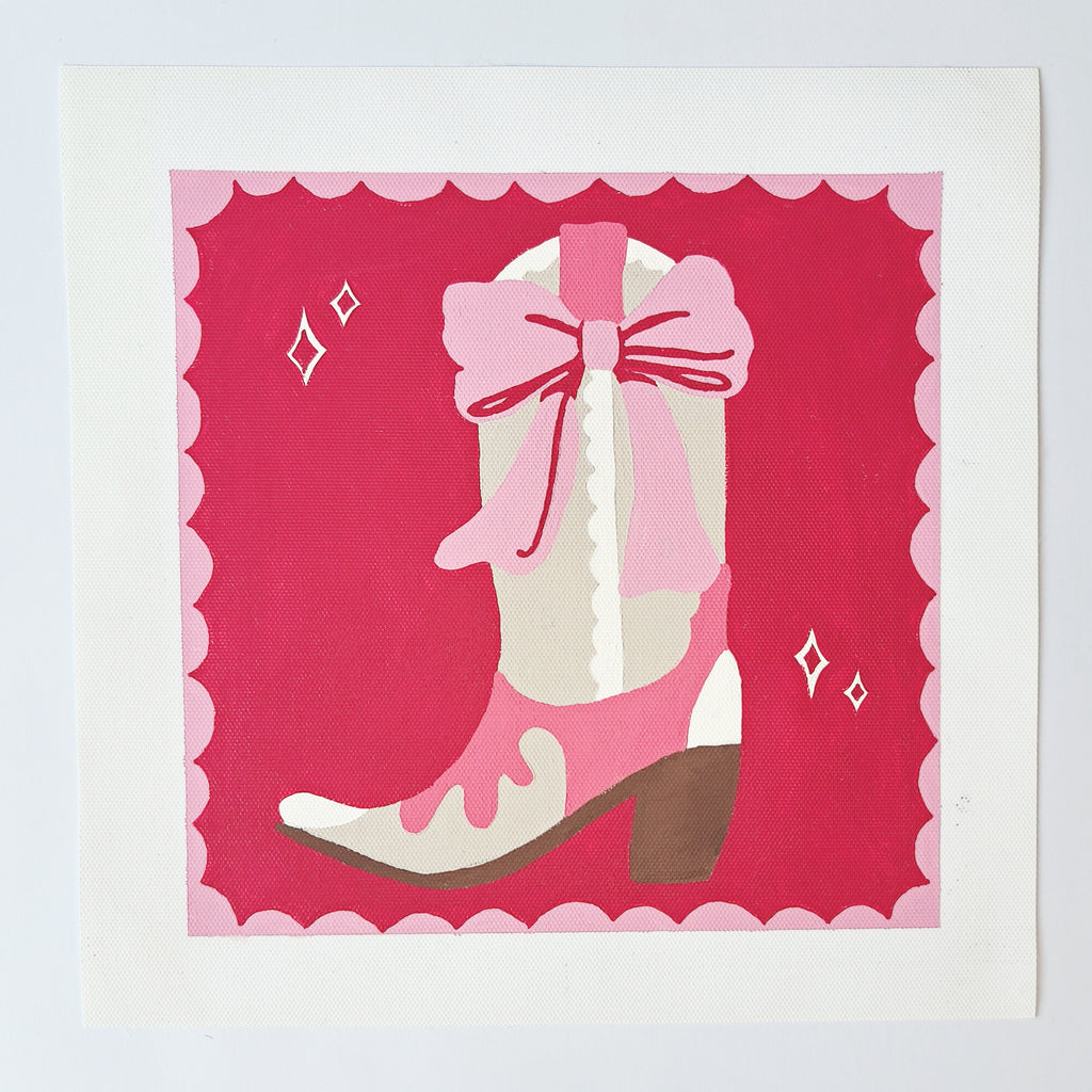 Hot Pink Cowgirl Boot Paint by Number Kit: Adult Craft, Hen Do, Bachelorette Party Activity, Hoe Down, Last Rodeo, Last Disco, Let's Go Girls, Cowboy