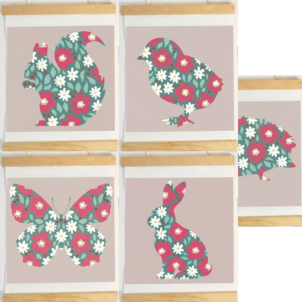 Woodland Animals Sip and Paint by Number kit, DIY make your own modern wall art Dotted Sophia with everything included Easy Beginners Wellbeing Canvas