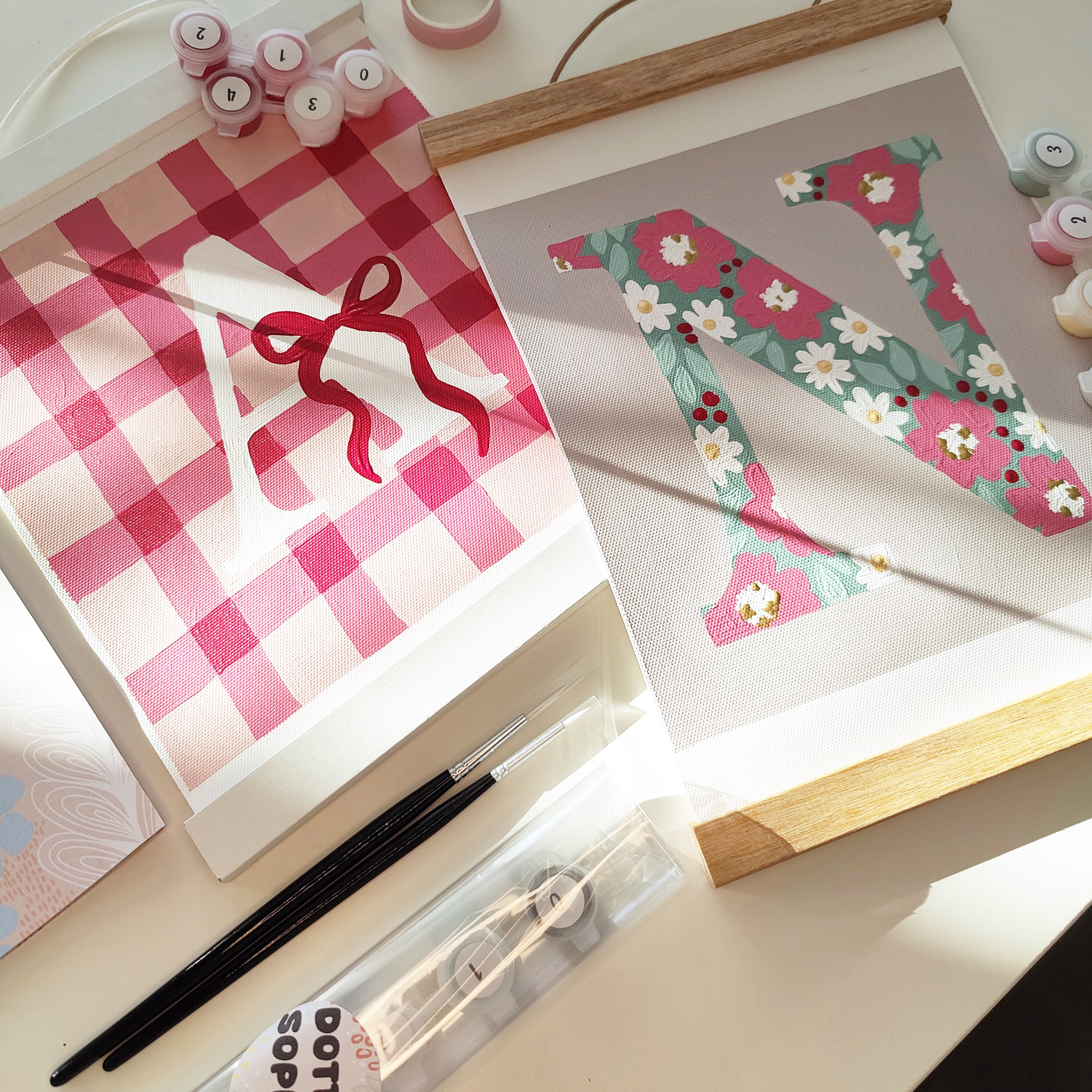 Custom Gingham Bow Initial Name Paint by Number Kit