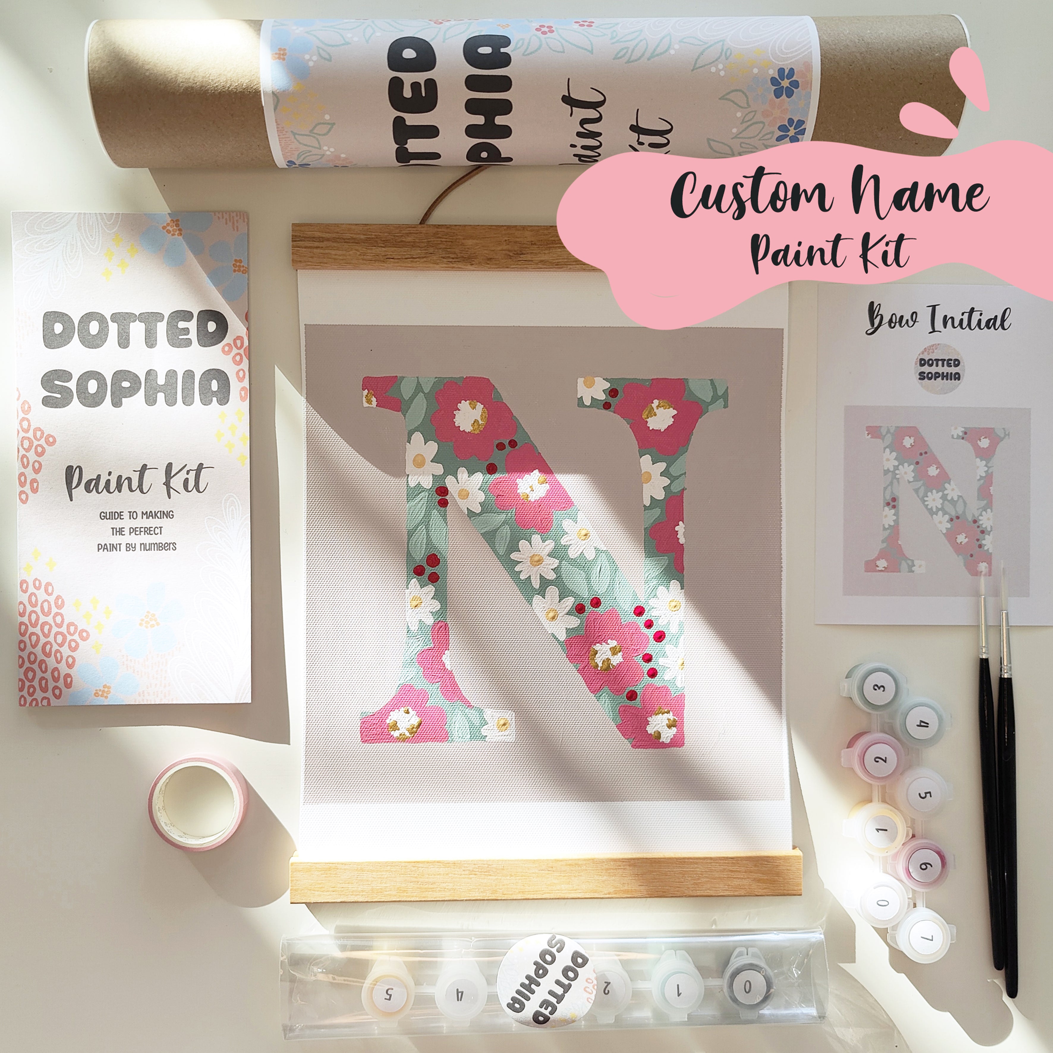 Custom Floral Initial Name Paint by Number Kit