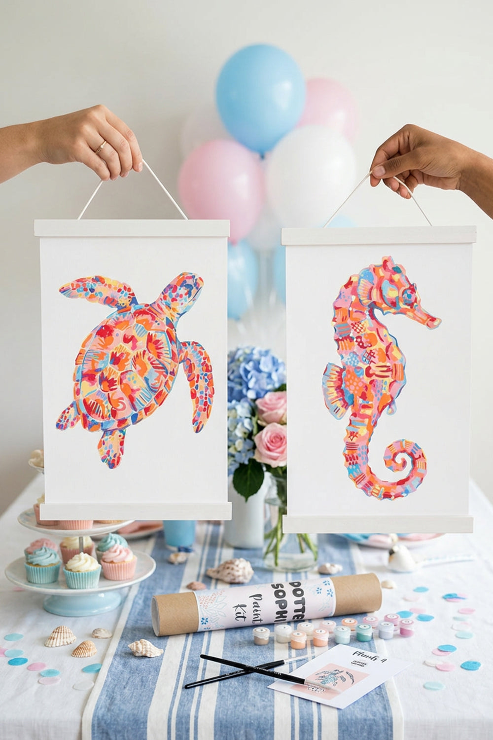 Ocean Animals Sip and Paint by Number Kit Series - Colourful Abstract Crab