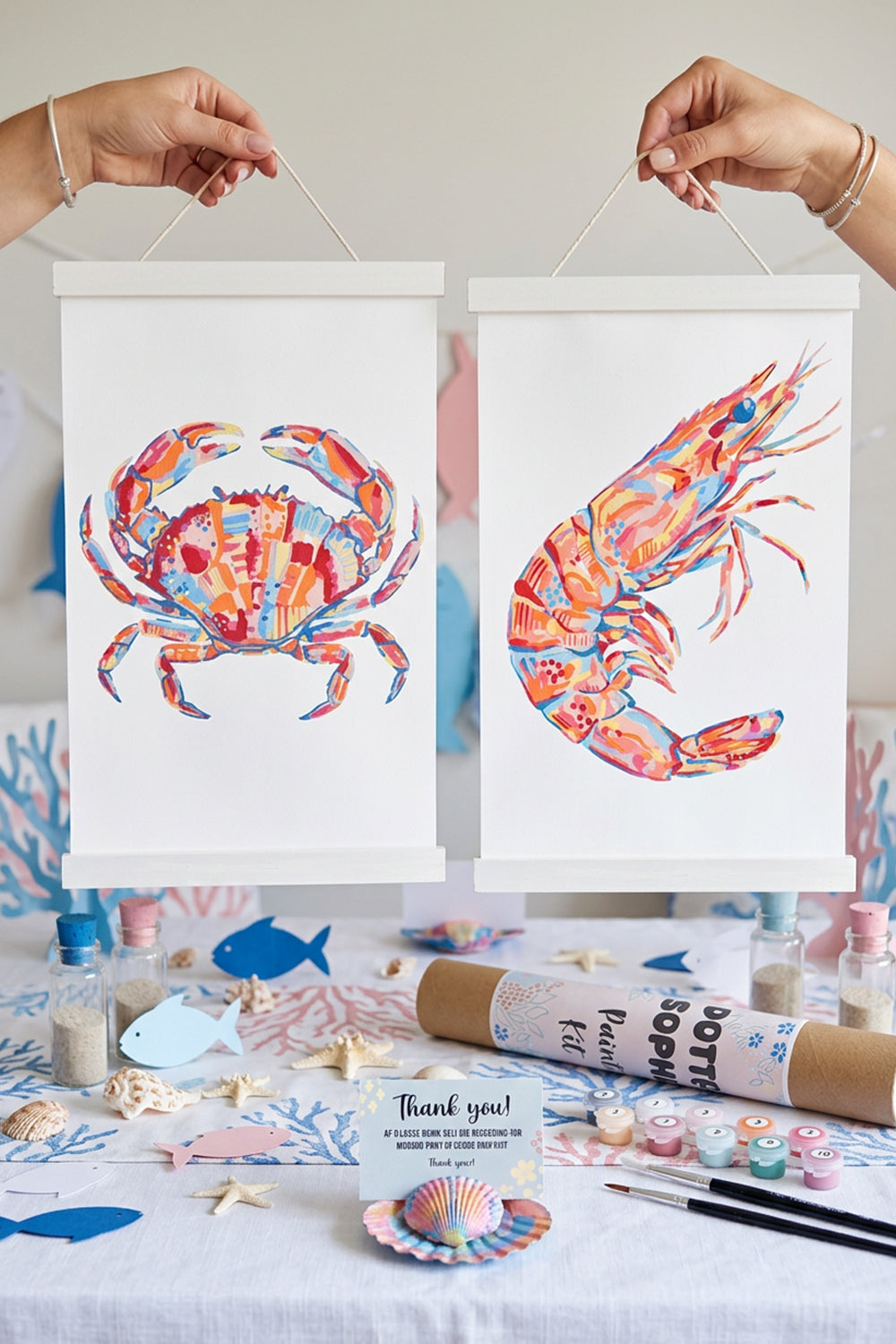 Ocean Animals Sip and Paint by Number Kit Series - Colourful Abstract Crab