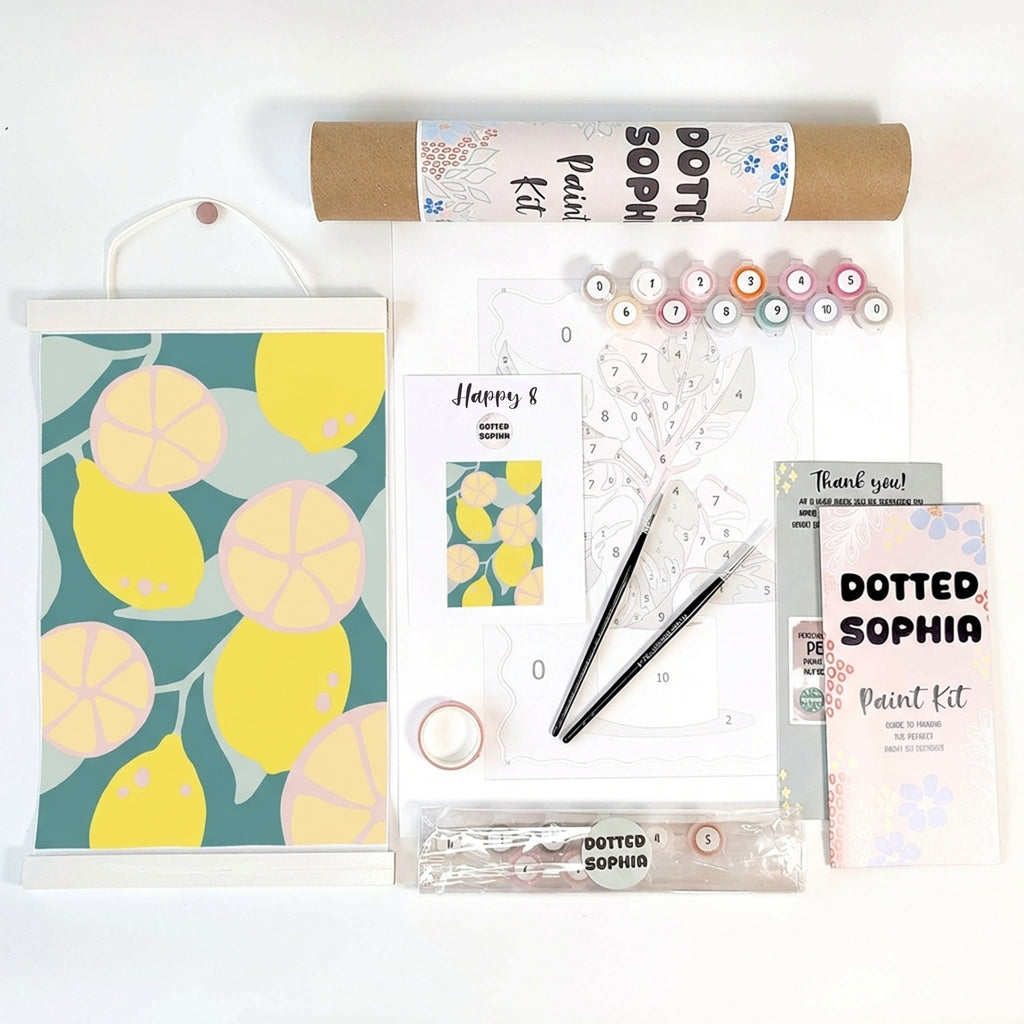 Sip and Paint by Number kit, DIY make your own modern wall art Dotted Sophia with everything included Easy Beginners Wellbeing