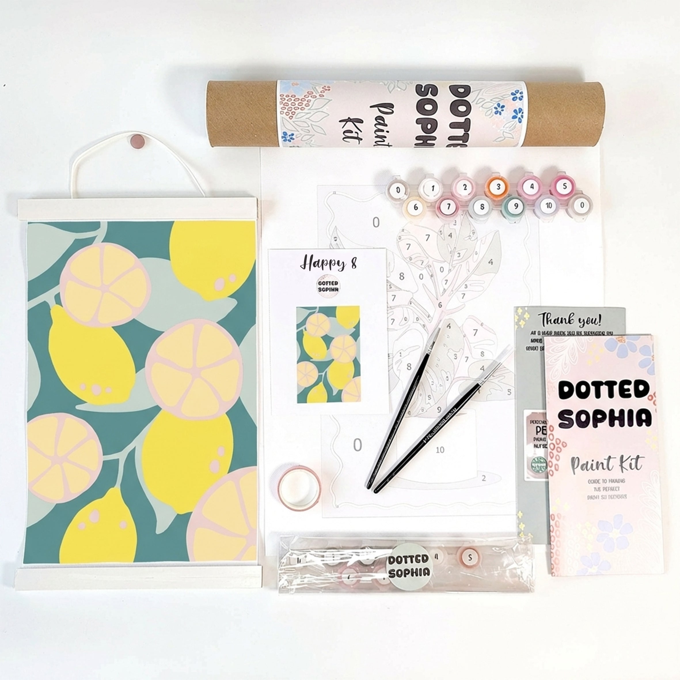 Sip and Paint by Number kit, DIY make your own modern wall art Dotted Sophia with everything included Easy Beginners Wellbeing
