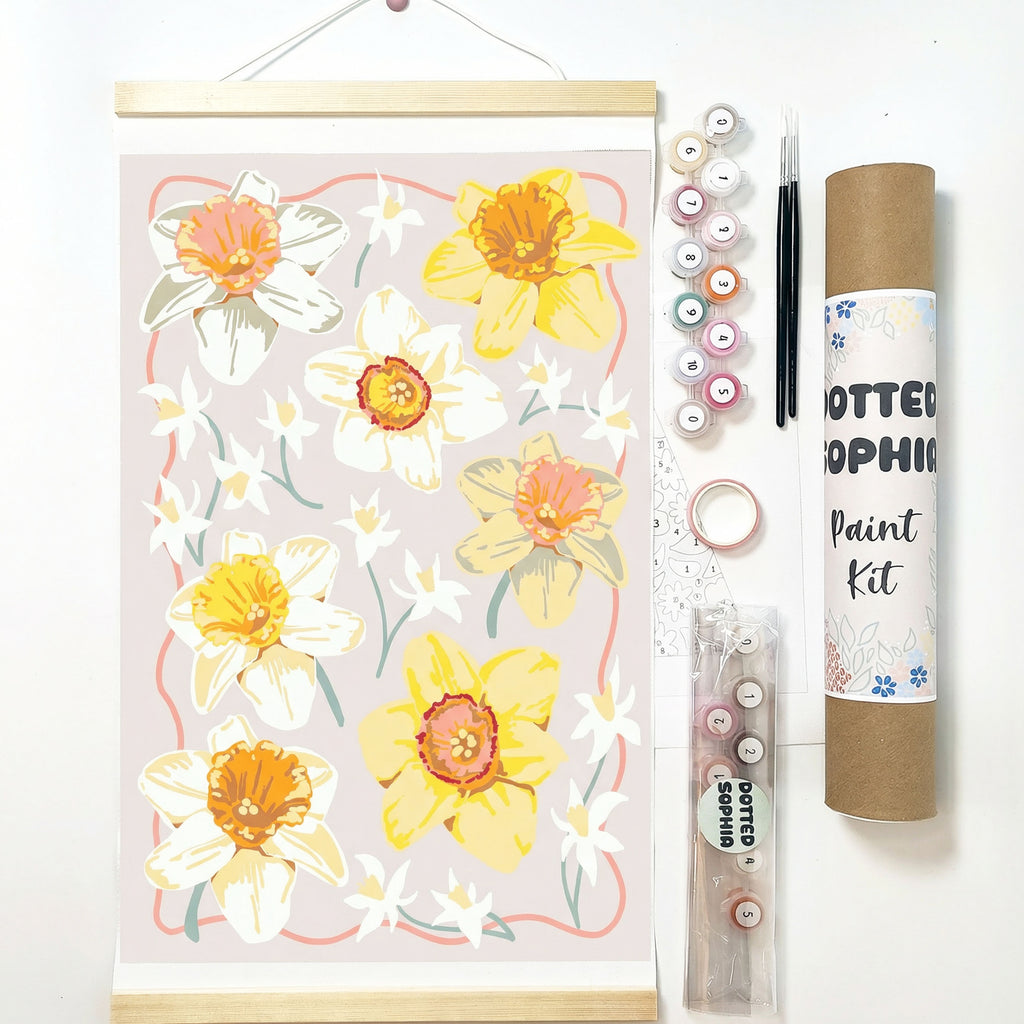 March Birth Flowers Daffodil & Jonquil Sip and Paint by Number Kit