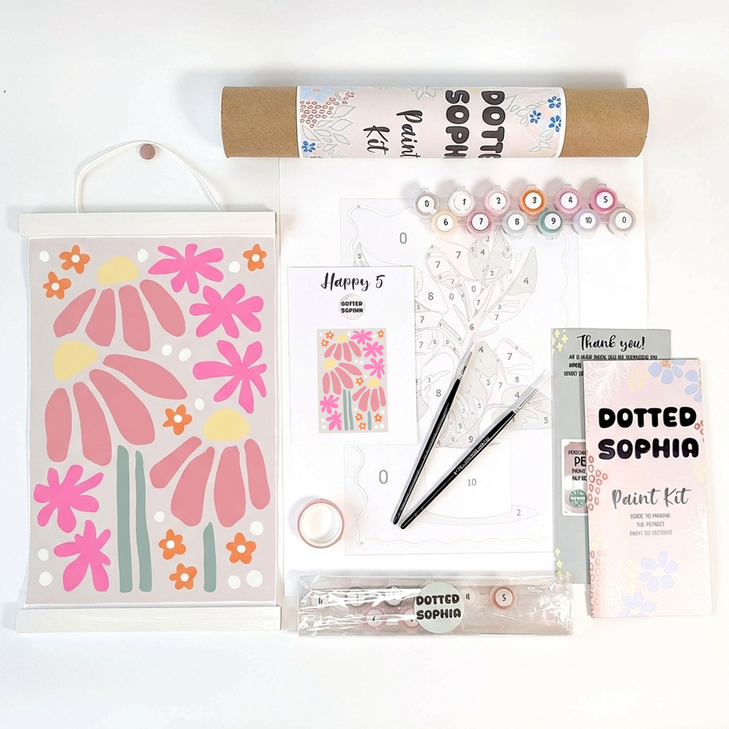 Sip and Paint by Number kit, DIY make your own modern wall art Dotted Sophia with everything included 
