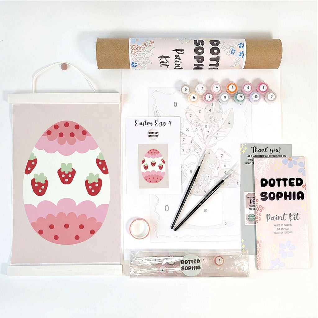 Paint by Number kit, DIY make your own modern wall art Dotted Sophia with everything included Easy Beginners Wellbeing Canvas Pink Red Easter 