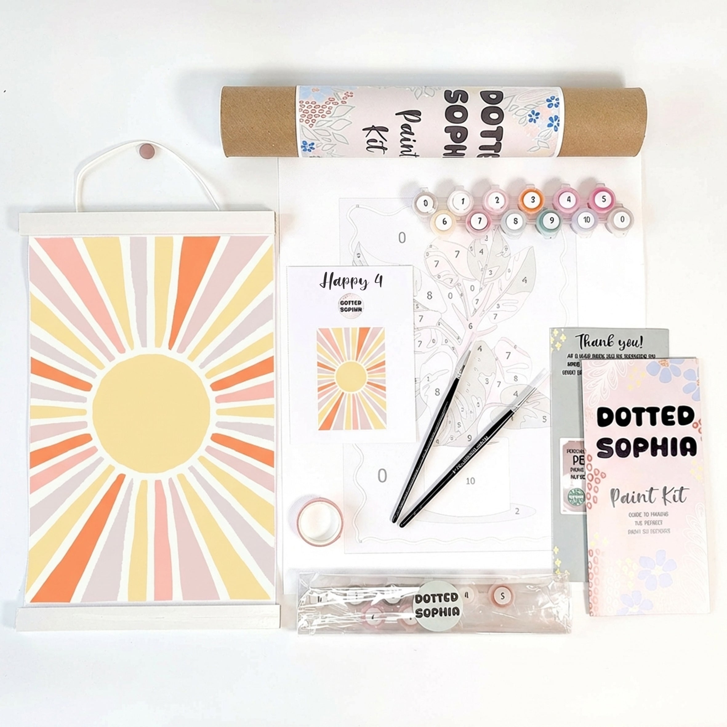 Sip and Paint by Number kit, DIY make your own modern wall art Dotted Sophia with everything included Easy Beginners Wellbeing