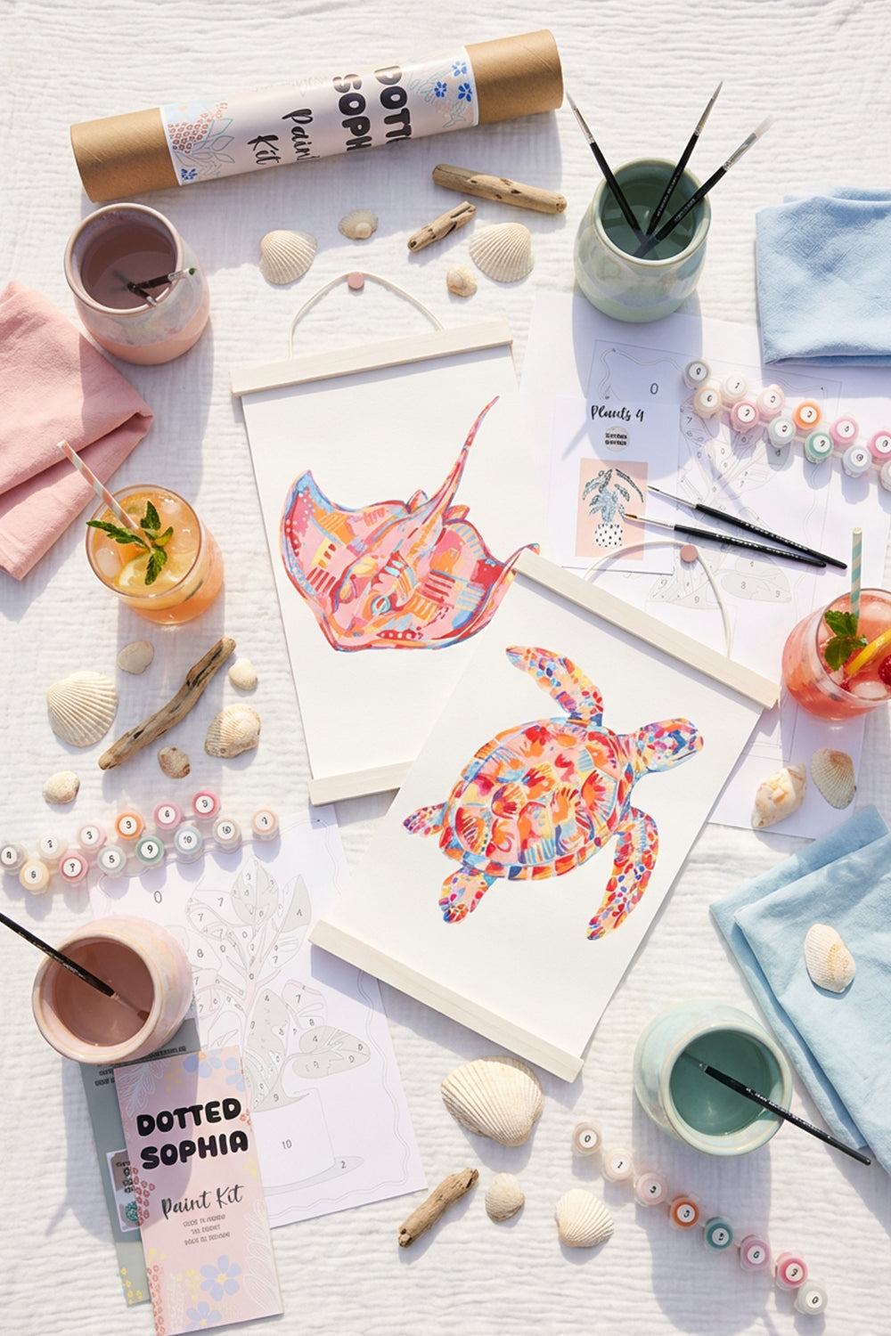 Ocean Animals Sip and Paint by Number Kit Series - Colourful Abstract Crab